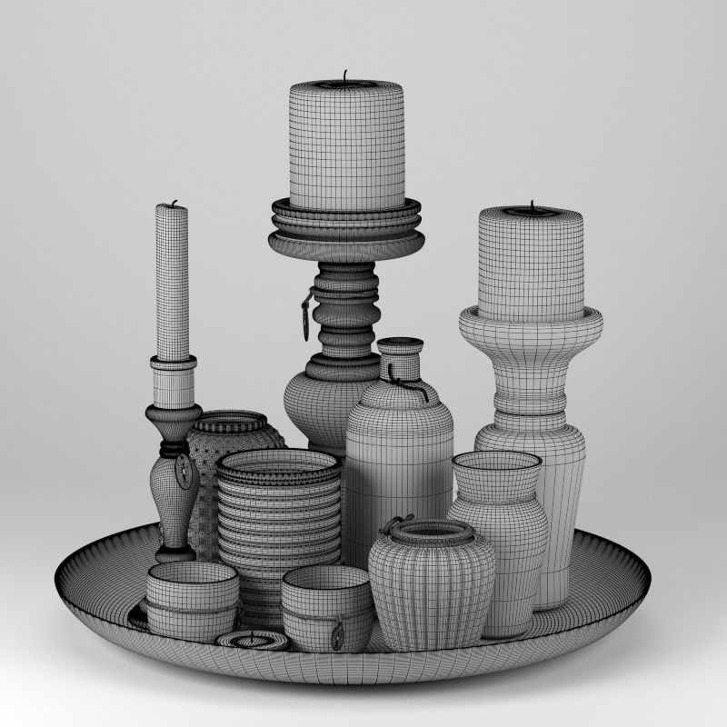 Candle Set holder corona 3D model_3