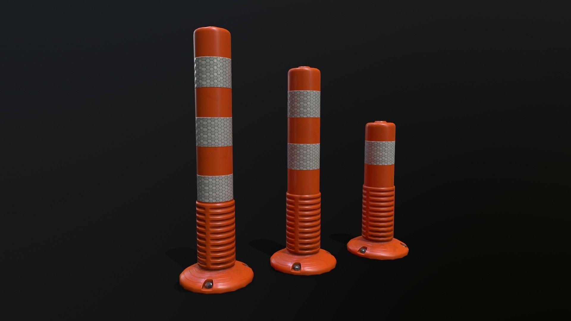 Traffic Delineator 01 PBR Game-ready Low-poly 3D model_1