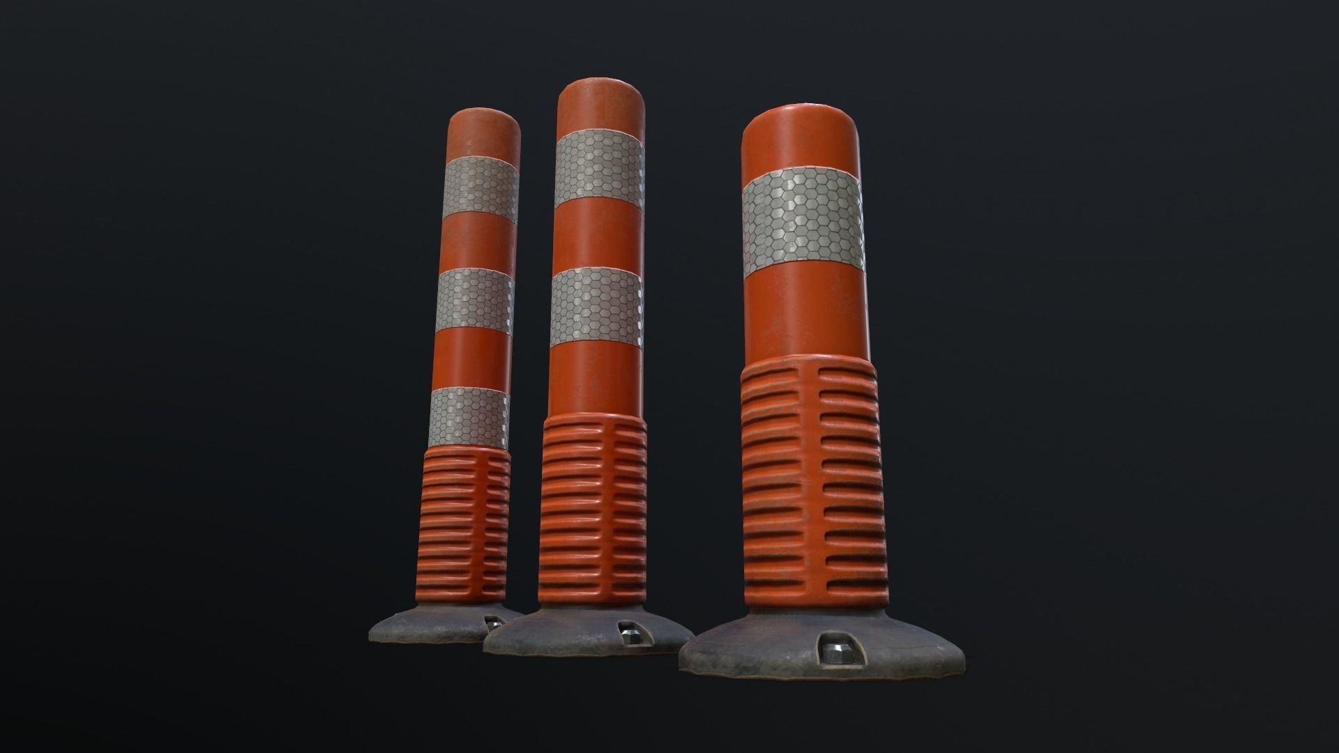 Traffic Delineator 01 PBR Game-ready Low-poly 3D model_16