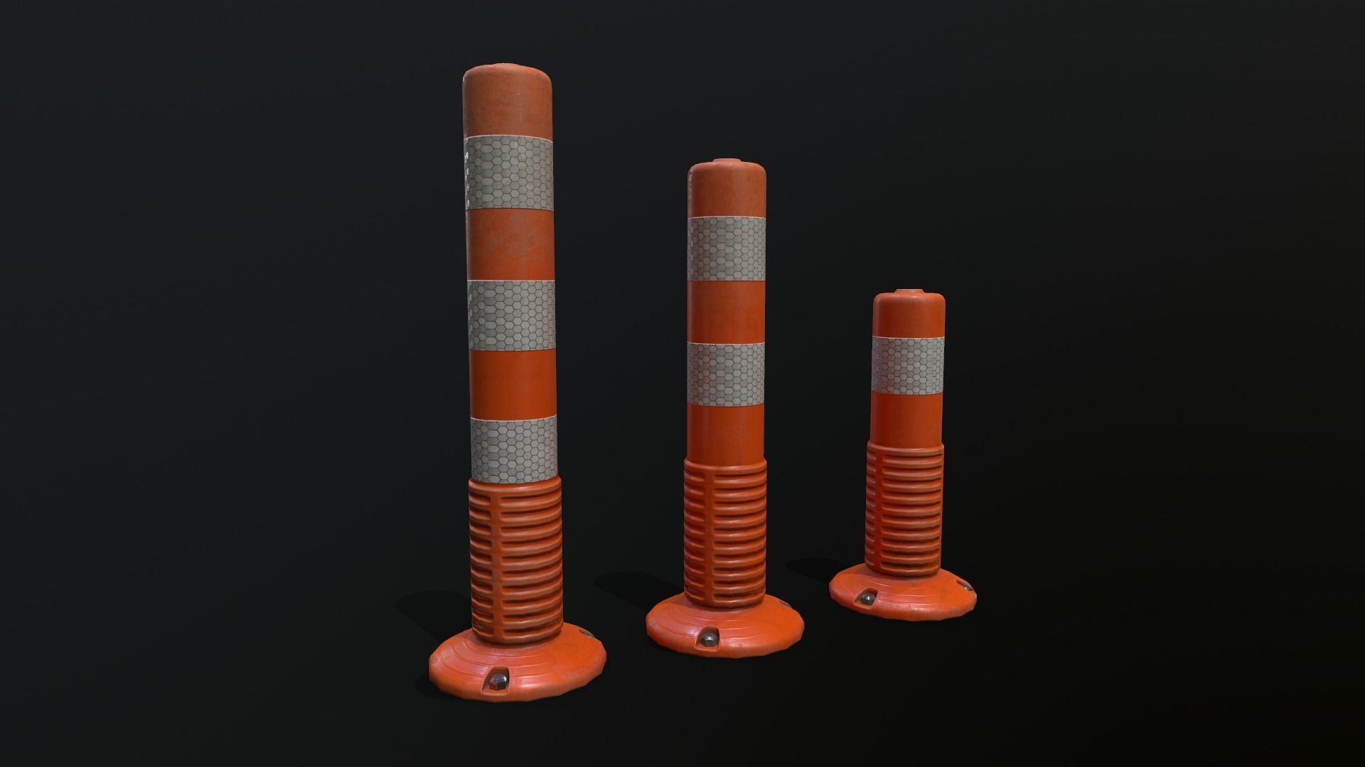 Traffic Delineator 01 PBR Game-ready Low-poly 3D model_7