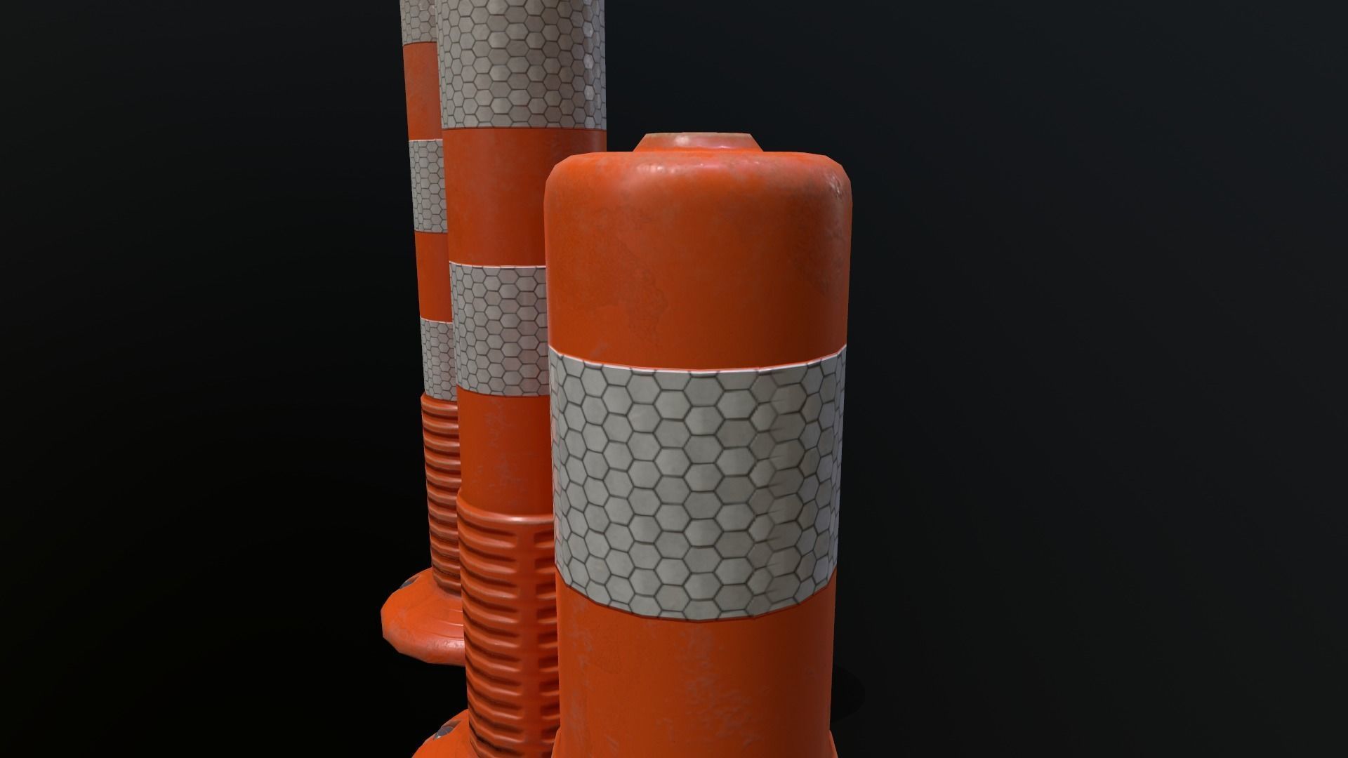 Traffic Delineator 01 PBR Game-ready Low-poly 3D model_8