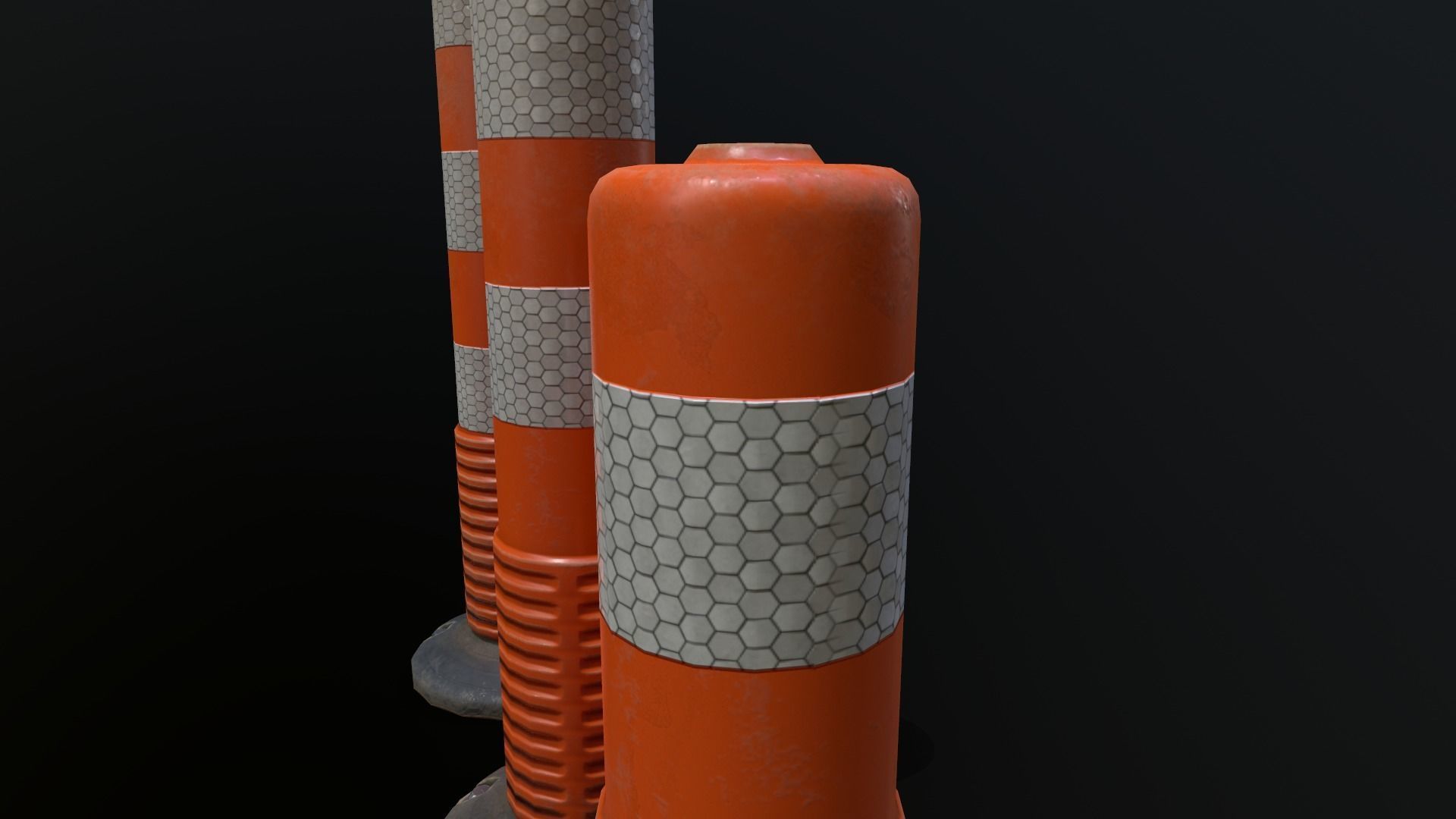 Traffic Delineator 01 PBR Game-ready Low-poly 3D model_14
