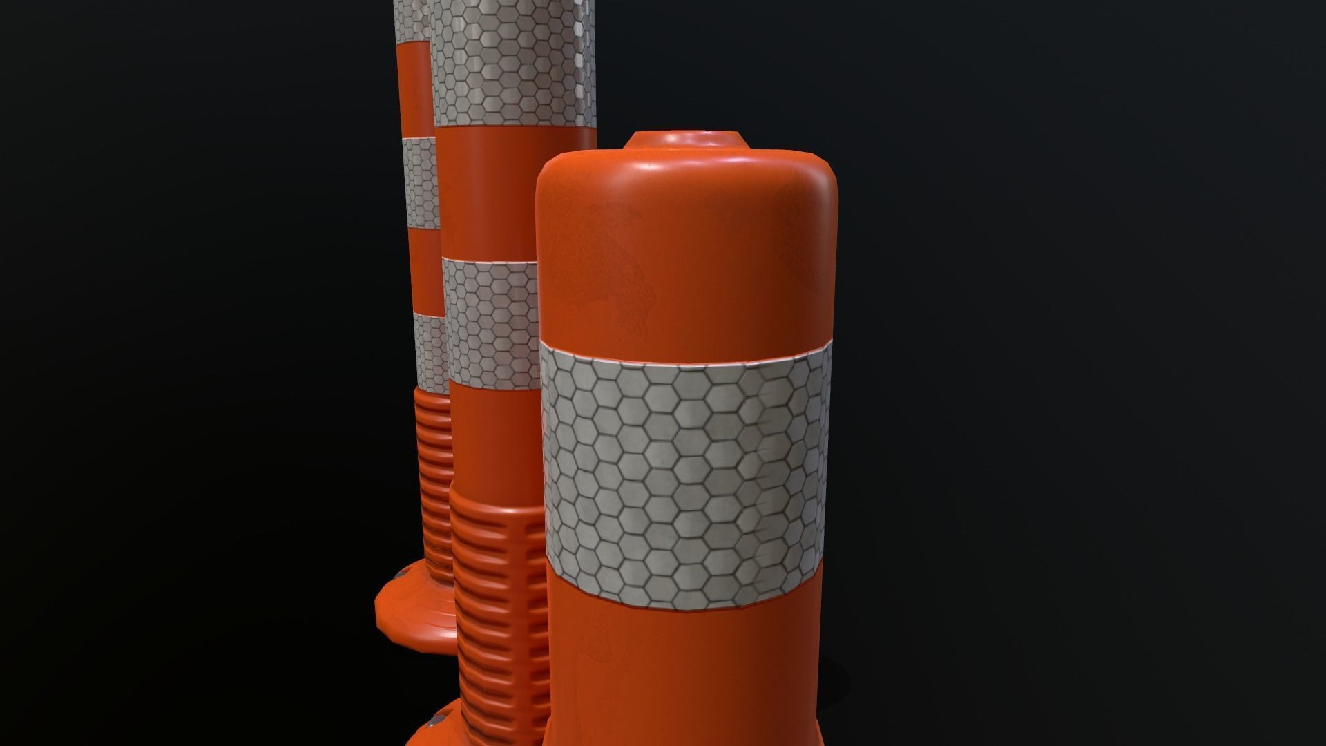 Traffic Delineator 01 PBR Game-ready Low-poly 3D model_2