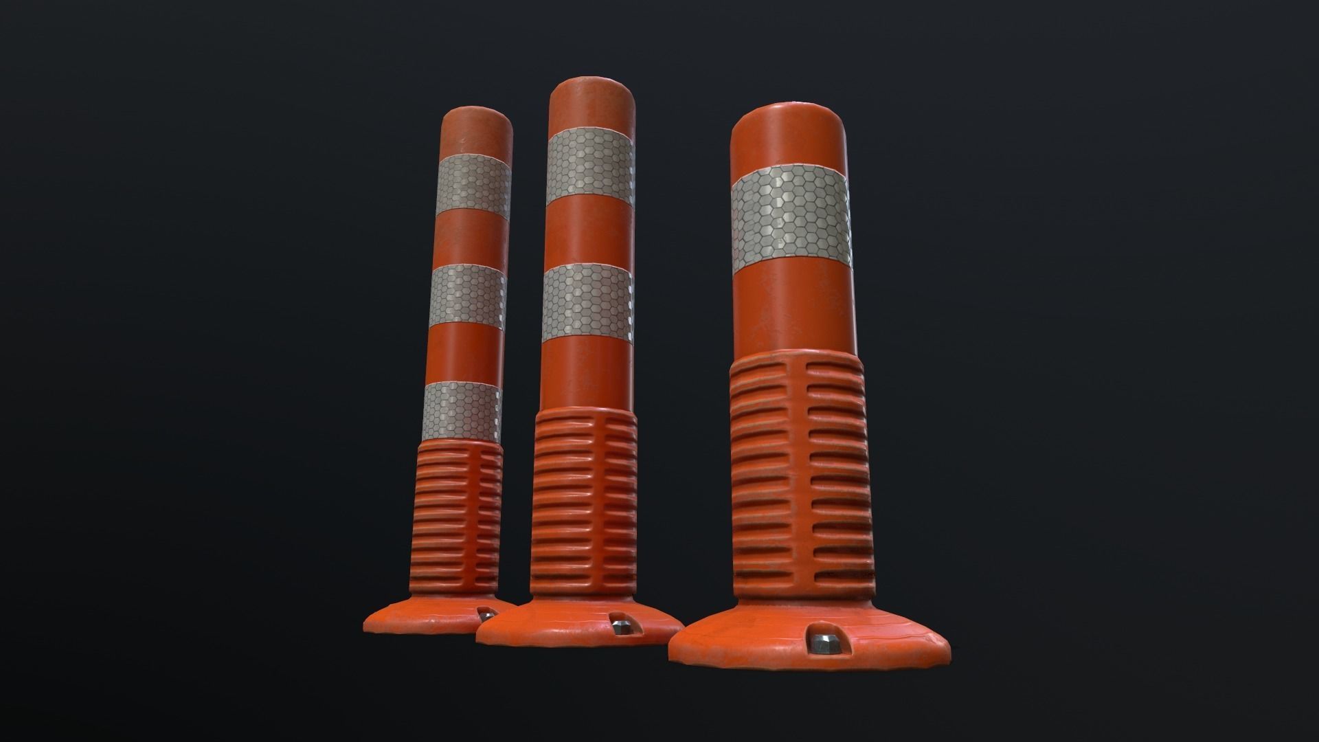 Traffic Delineator 01 PBR Game-ready Low-poly 3D model_10