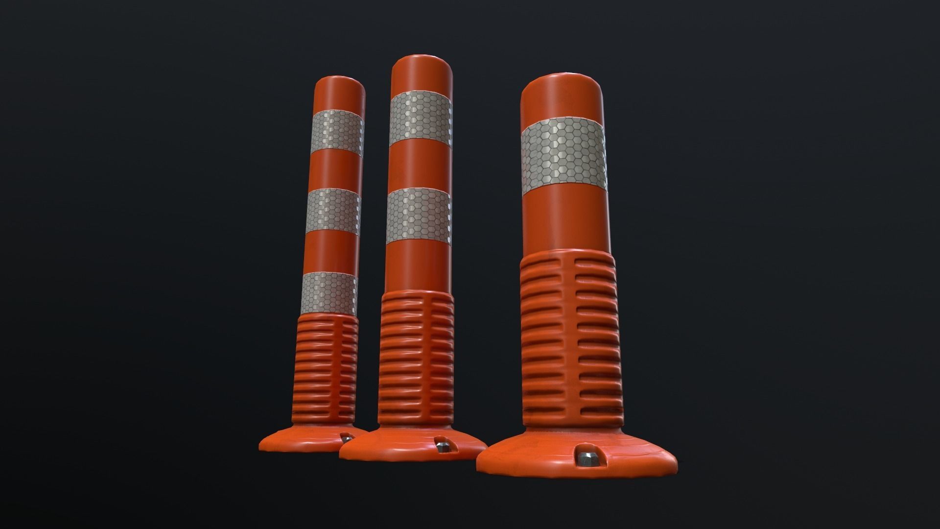 Traffic Delineator 01 PBR Game-ready Low-poly 3D model_4