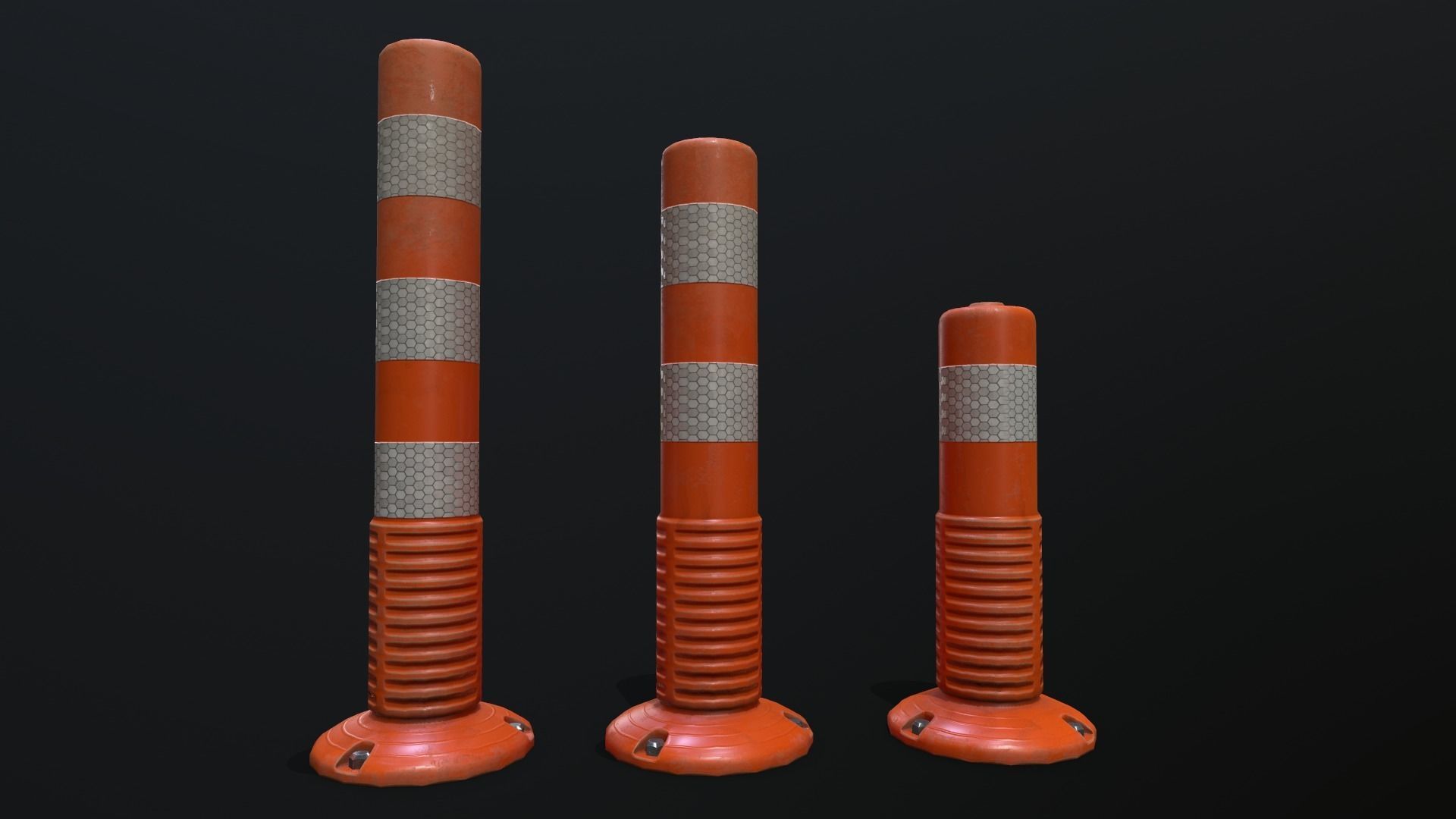 Traffic Delineator 01 PBR Game-ready Low-poly 3D model_11