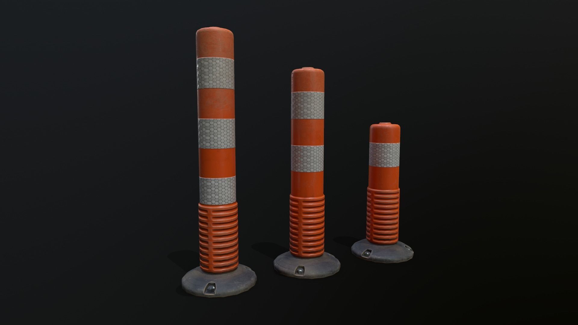Traffic Delineator 01 PBR Game-ready Low-poly 3D model_13