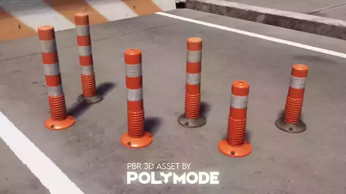 Traffic Delineator 01 PBR Game-ready Low-poly 3D model