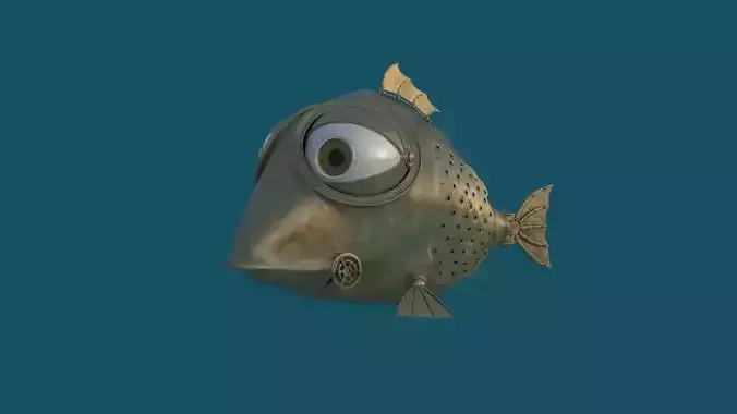 Mechanical Steampunk Fish 3D Model
