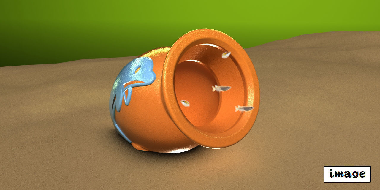 Aquarium-ornaments Octopus-pot  -dolphin- Free 3D print model_12