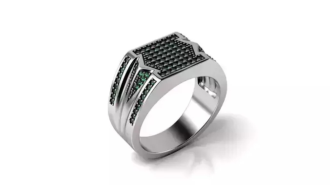 Green Emerald Men Ring