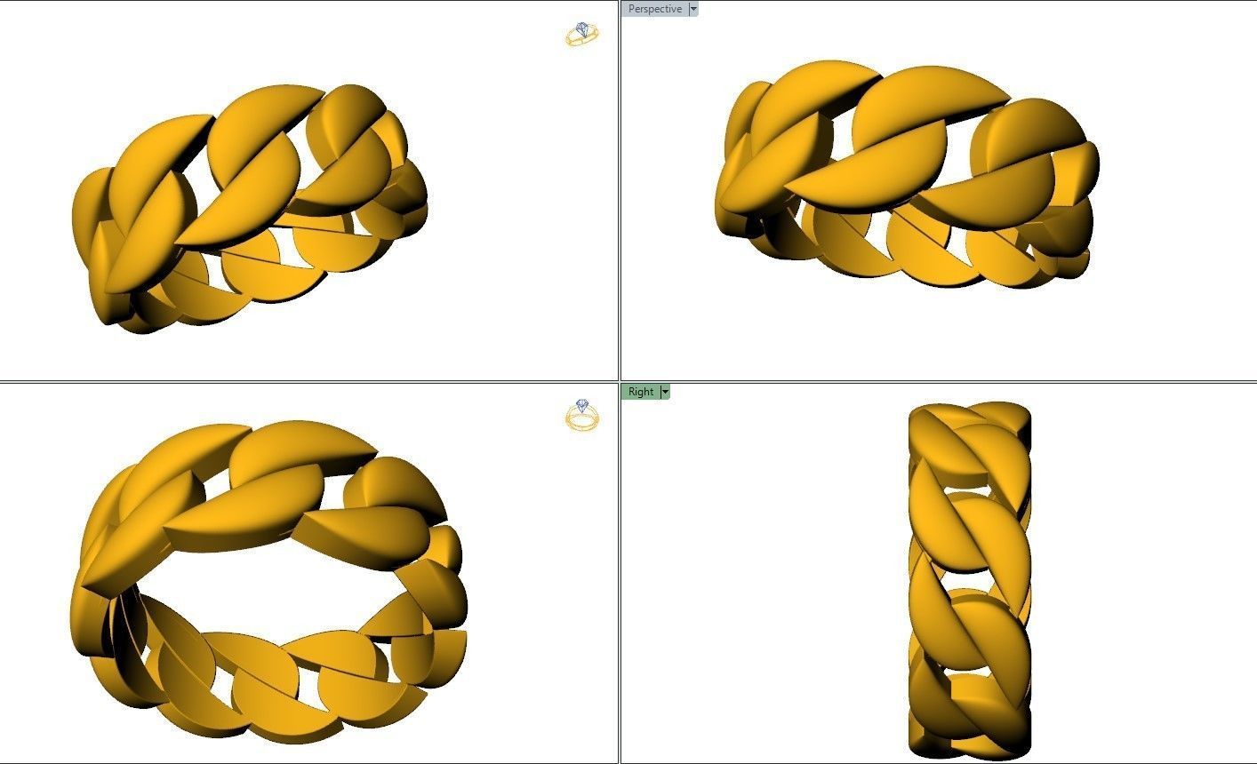 Cuba Chain Ring  3D print model_10