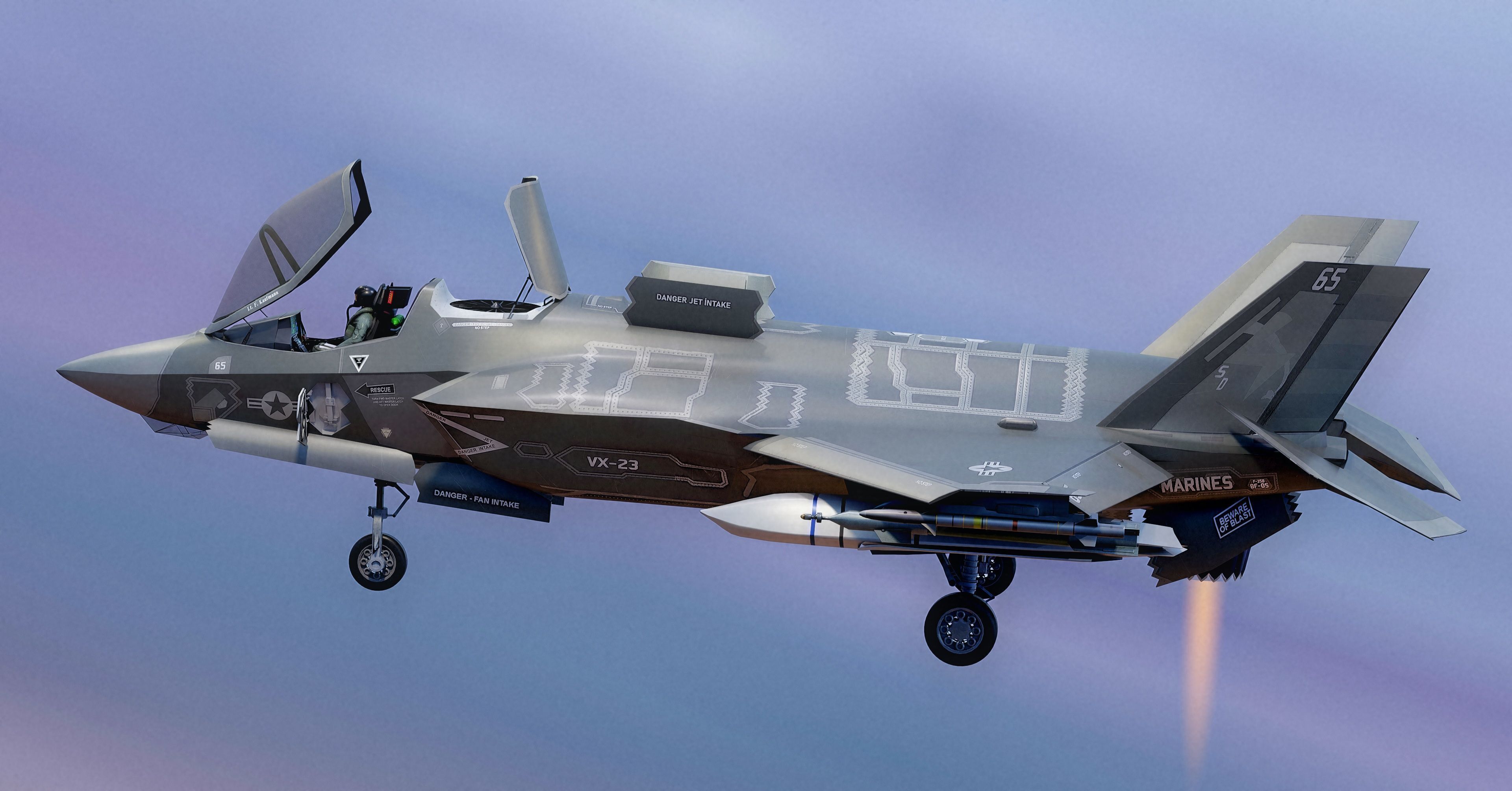 F35B Lightning II -Rigged - with high resolution cocpit Low-poly 3D model_12
