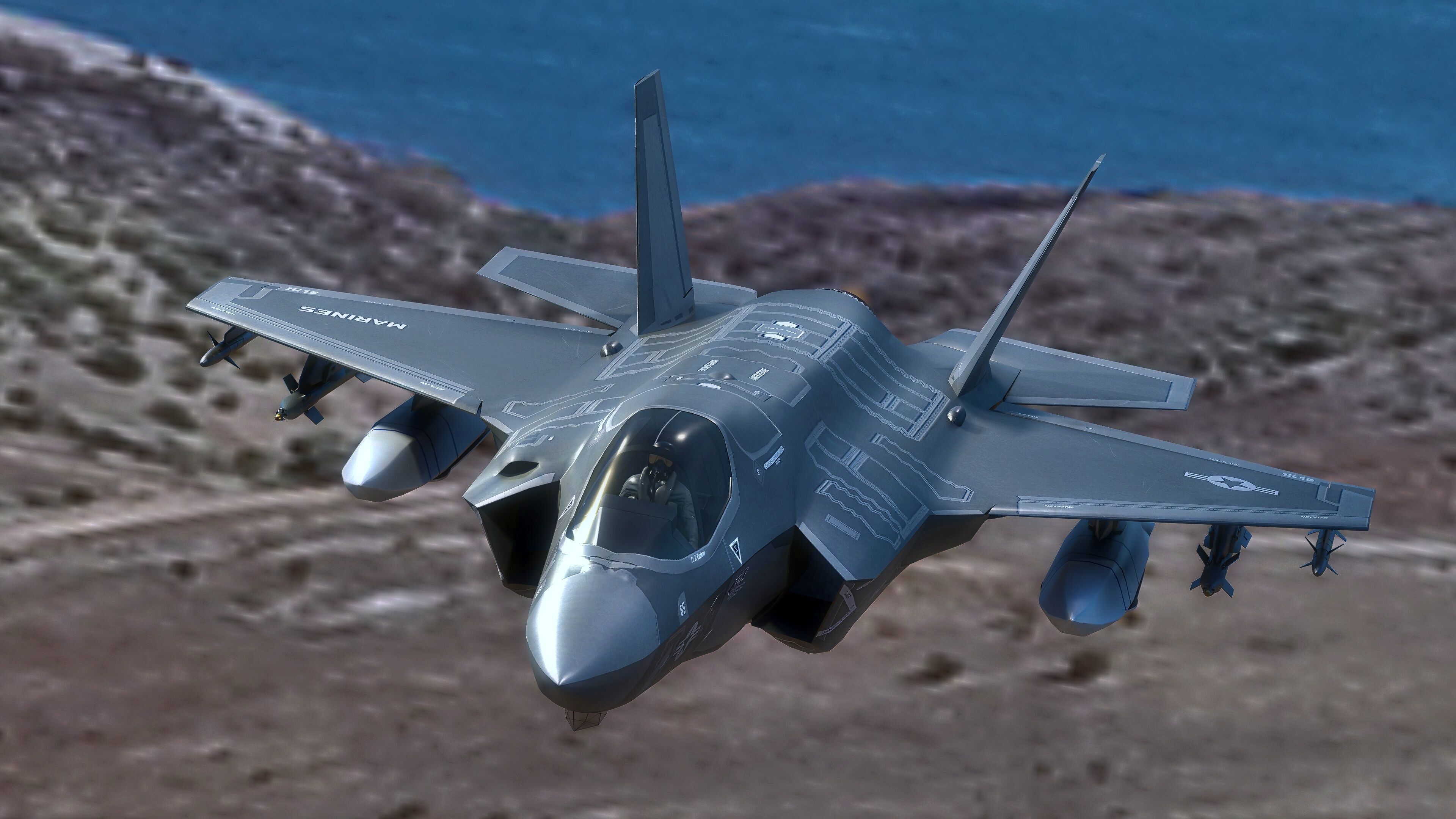 F35B Lightning II -Rigged - with high resolution cocpit Low-poly 3D model_3