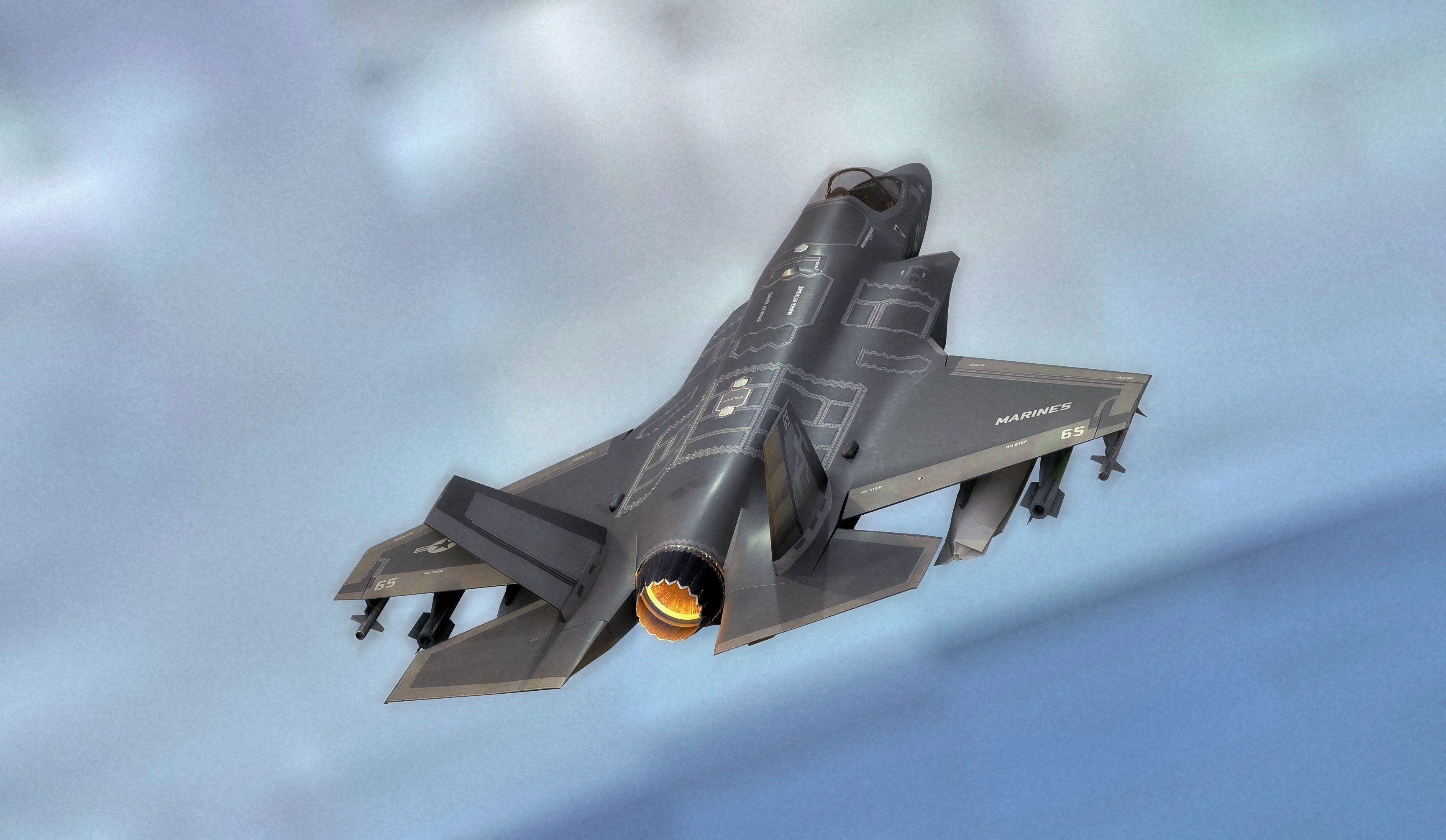 F35B Lightning II -Rigged - with high resolution cocpit Low-poly 3D model_13