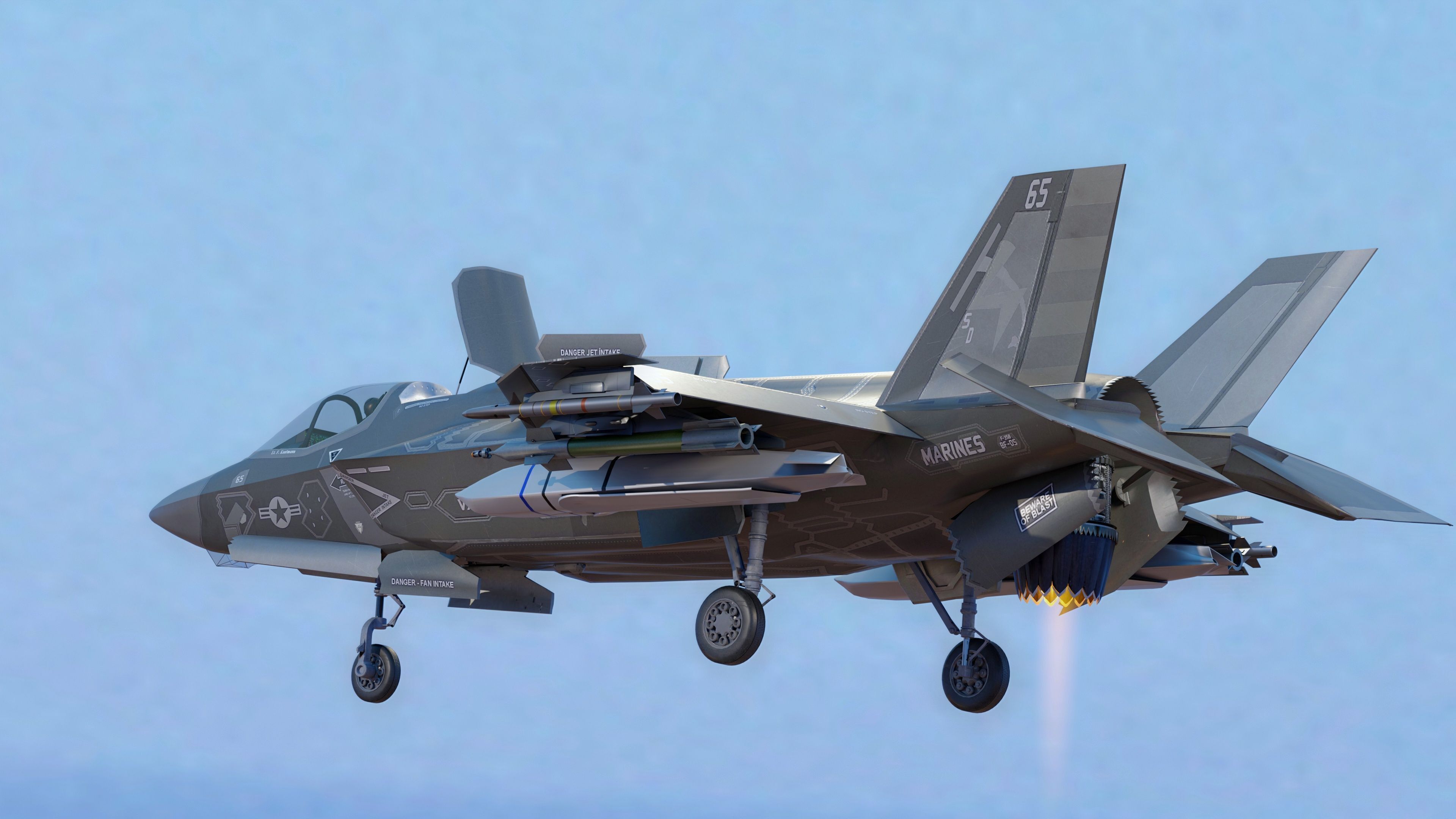 F35B Lightning II -Rigged - with high resolution cocpit Low-poly 3D model_11
