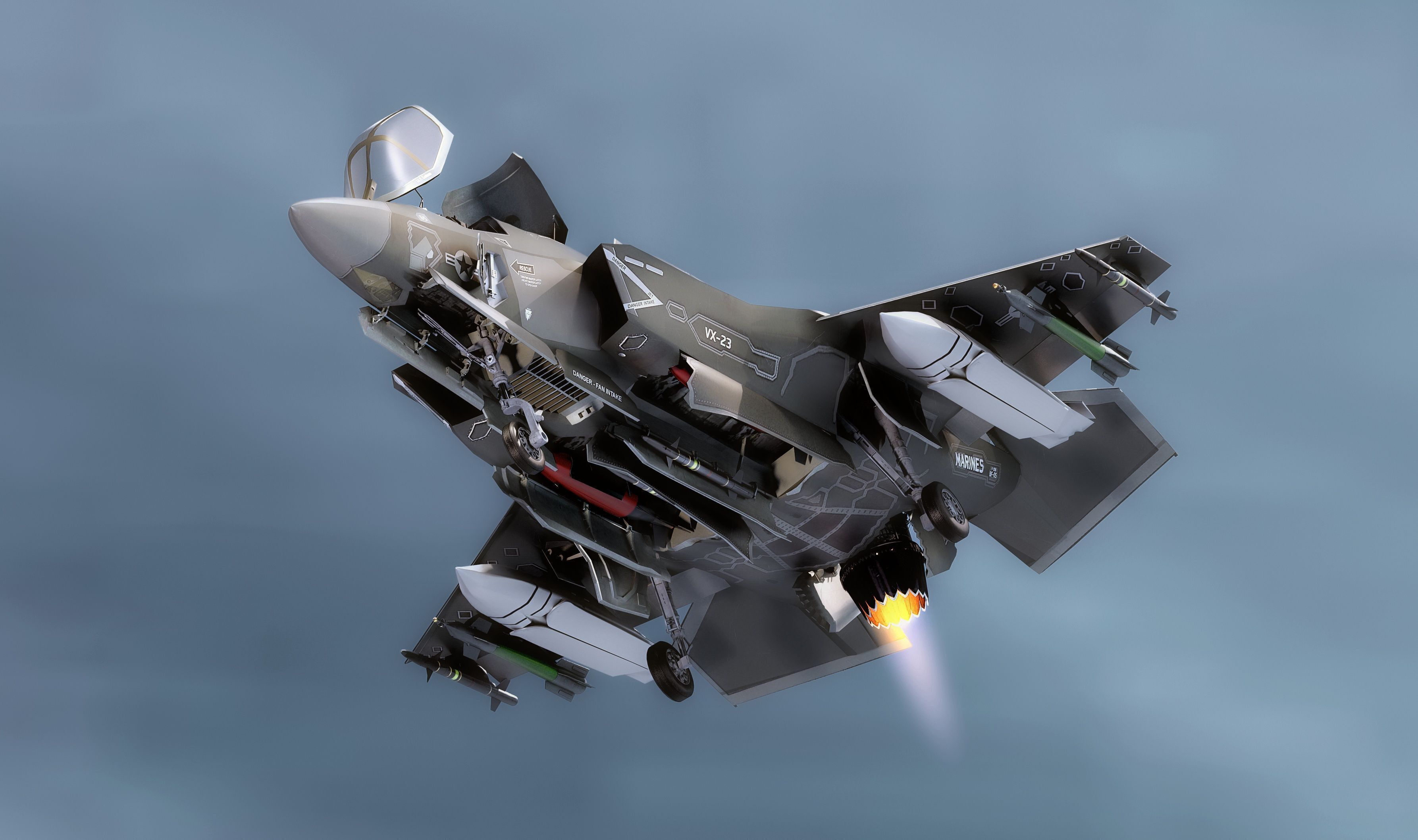 F35B Lightning II -Rigged - with high resolution cocpit Low-poly 3D model_0