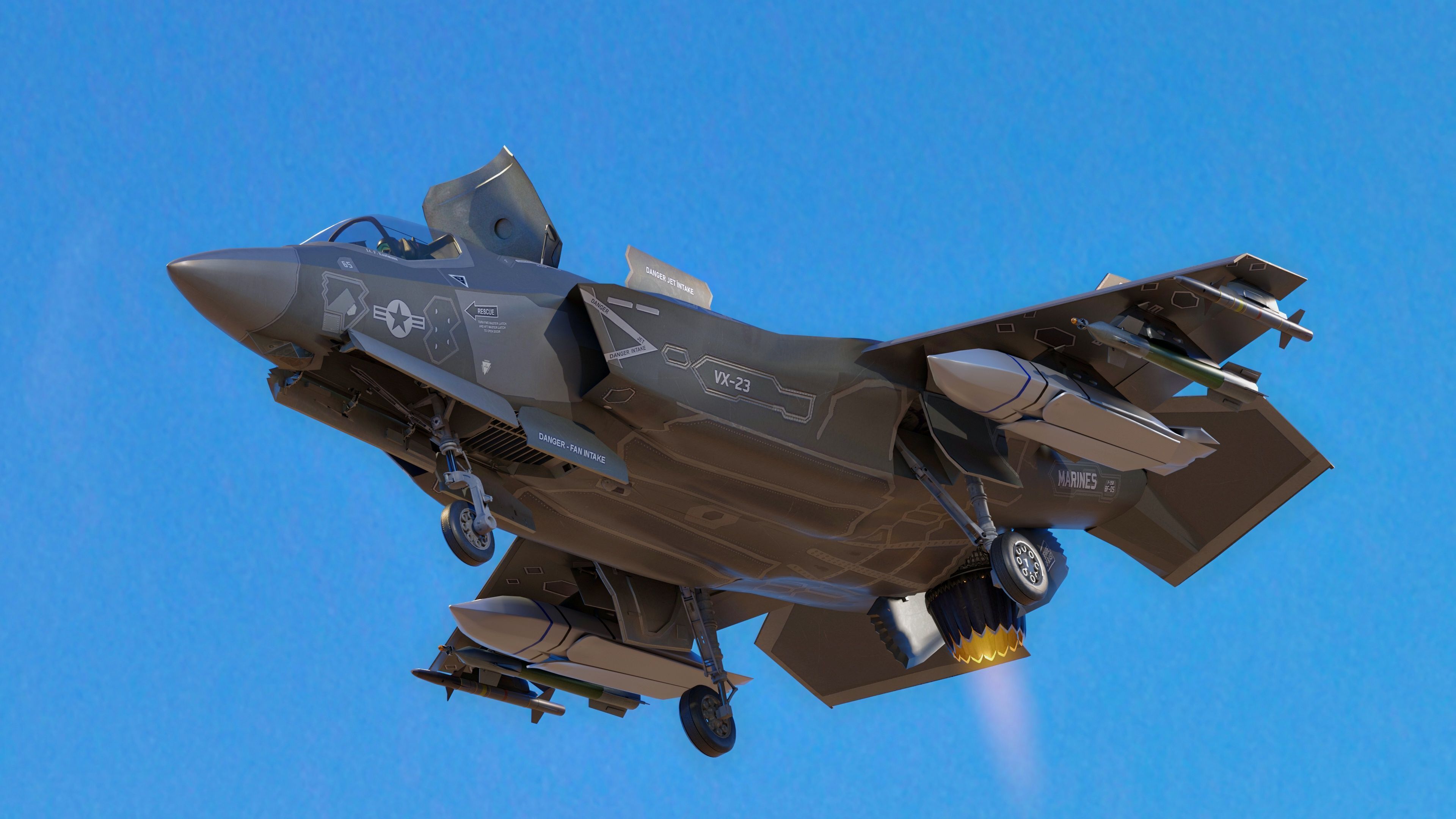 F35B Lightning II -Rigged - with high resolution cocpit Low-poly 3D model_8