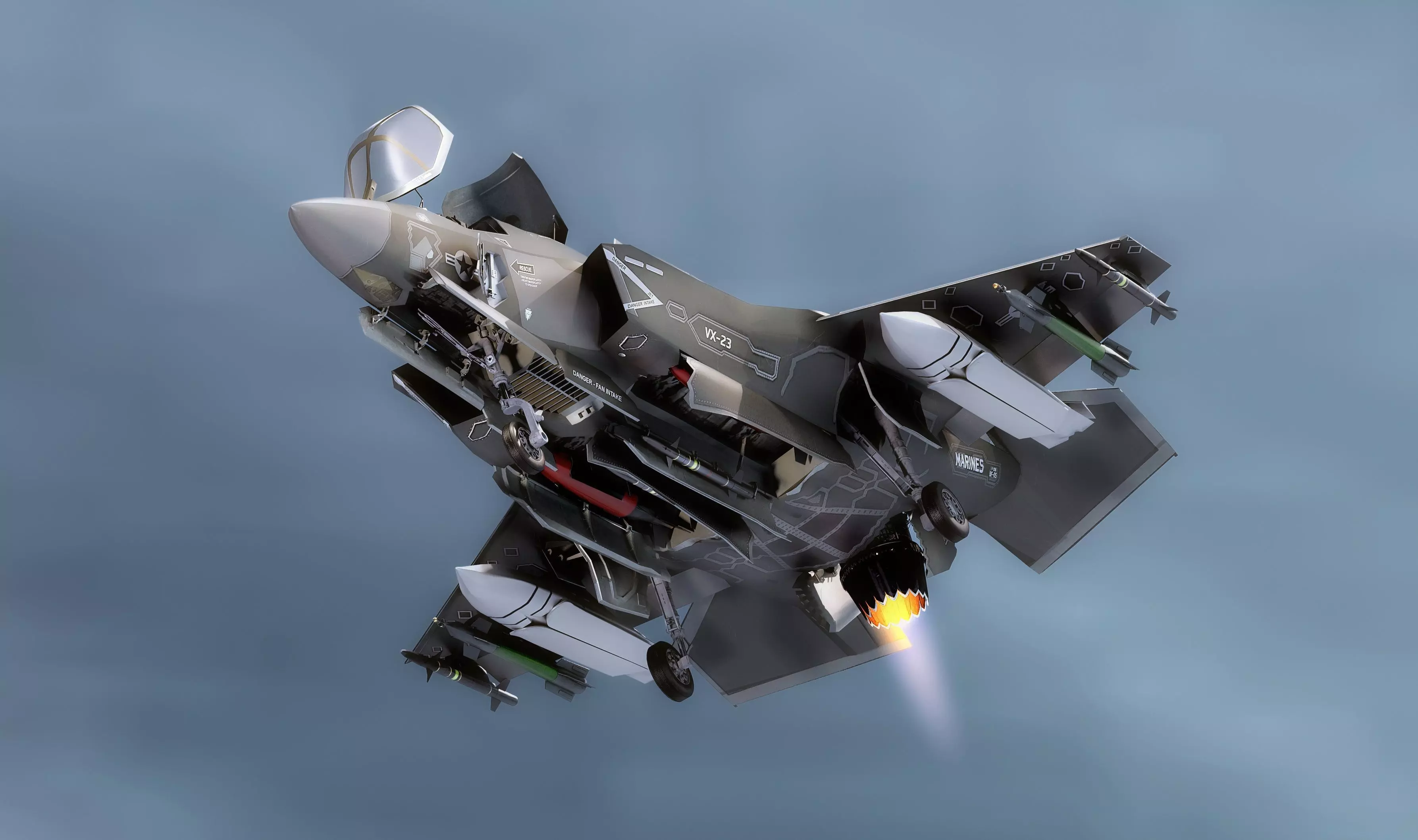 F35B Lightning II -Rigged - with high resolution cocpit Low-poly 3D model