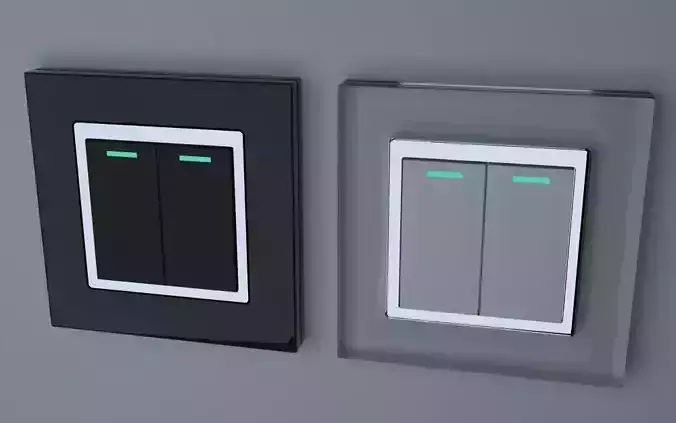 Retrotouch RTS2005 Mechanical Light Switch 2 gang Piano Black... 3D model