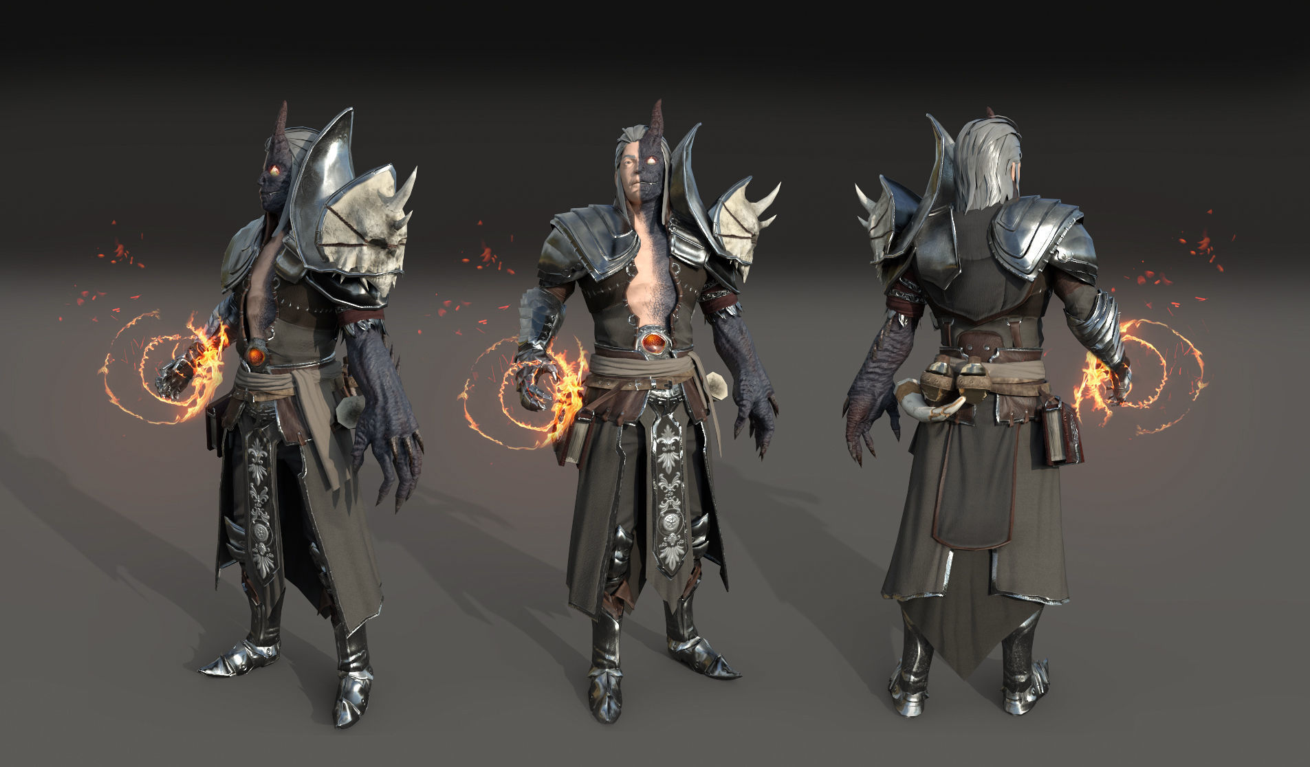 two face devil Low-poly 3D model_1