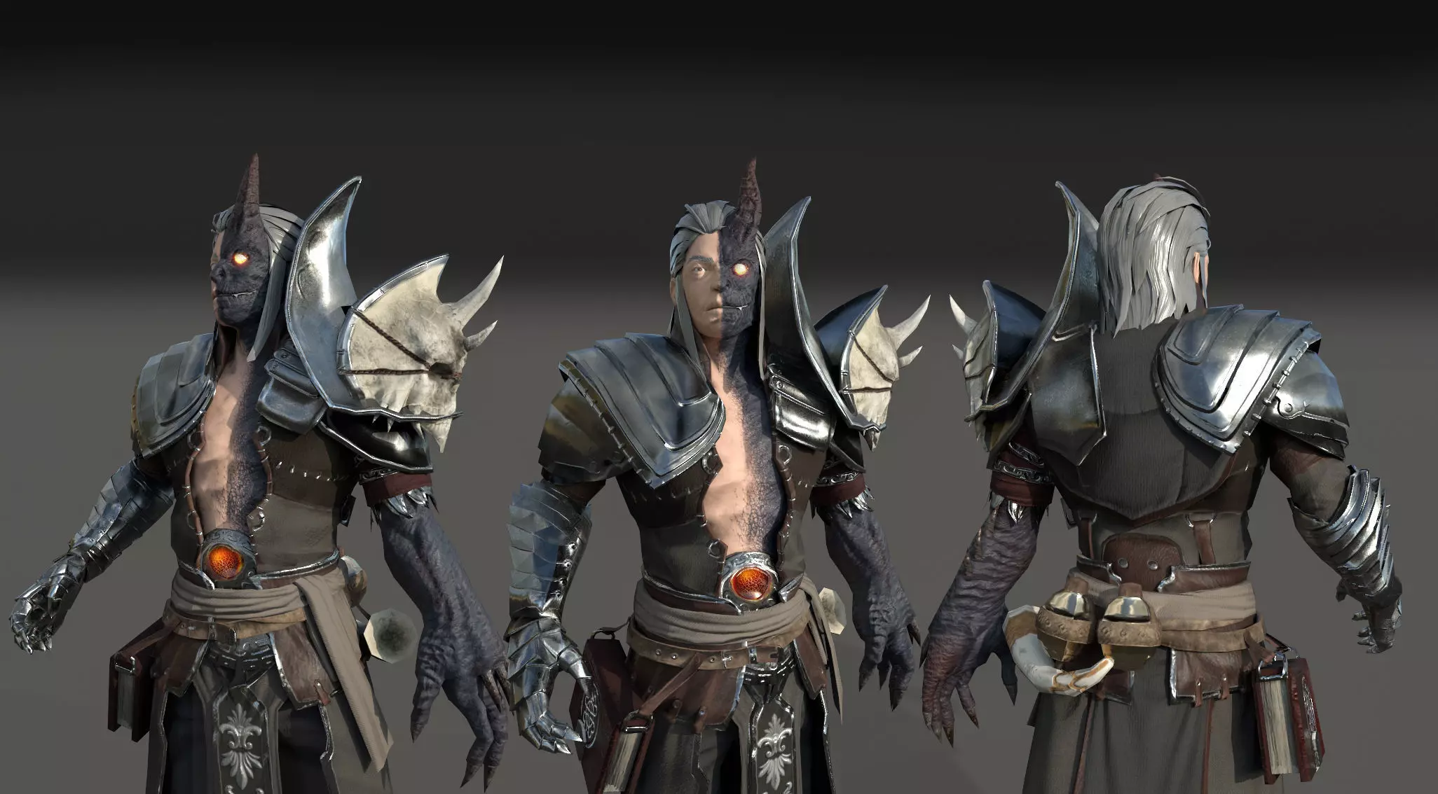 two face devil Low-poly 3D model_0