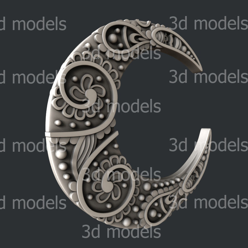 3d STL models for CNC router or 3d printer set moon 3D model_4