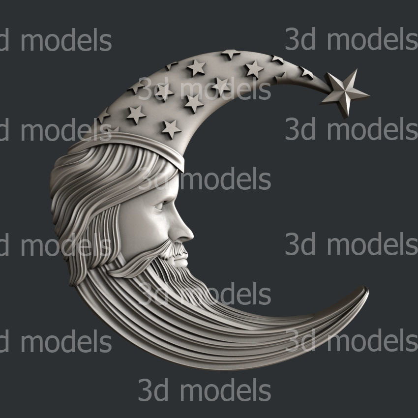 3d STL models for CNC router or 3d printer set moon 3D model_7