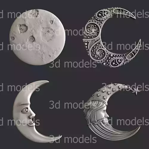 3d STL models for CNC router or 3d printer set moon