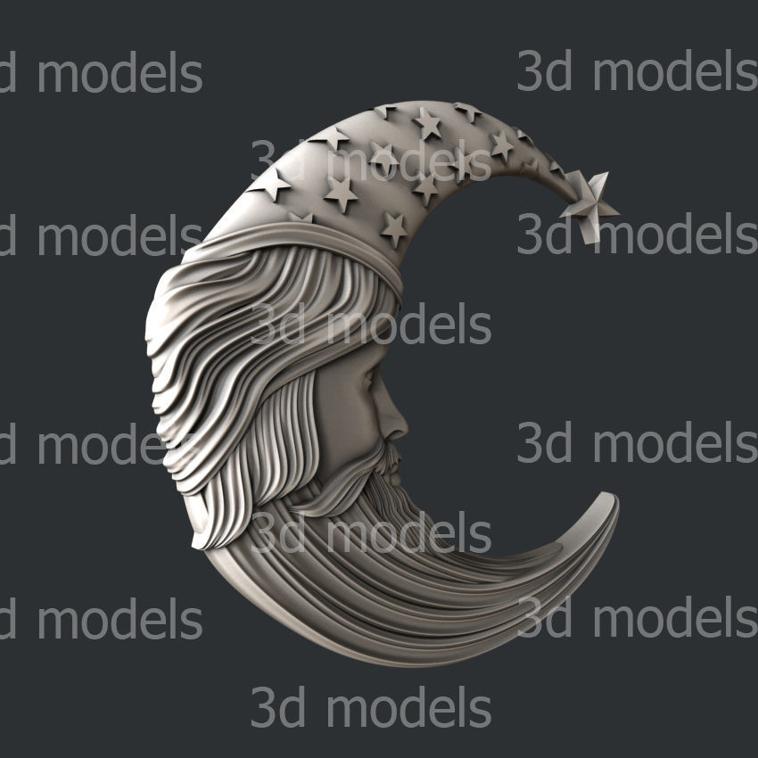3d STL models for CNC router or 3d printer set moon 3D model_8