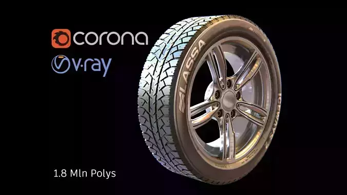 wheel high-poly 3D model