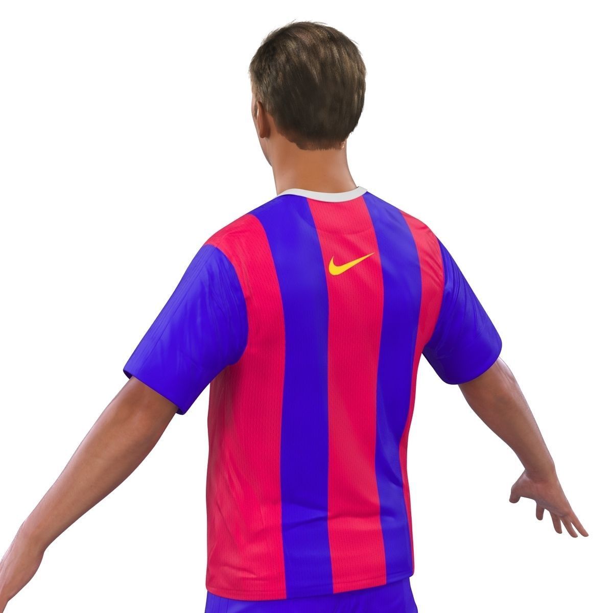 Soccer Player Barcelona with Hair 3D model_10