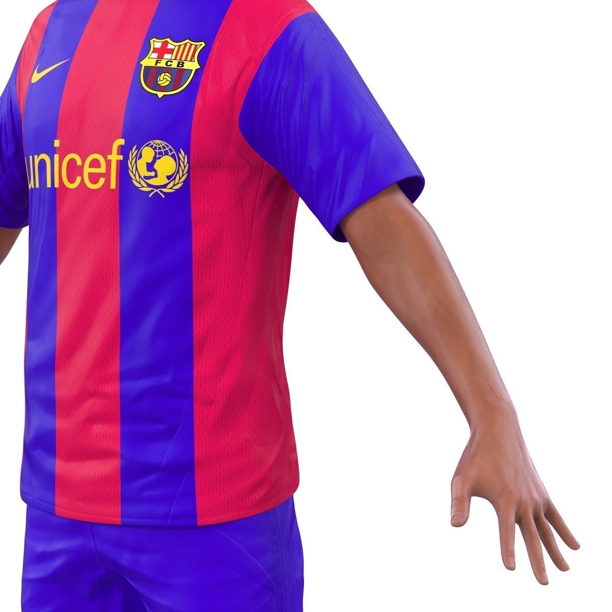 Soccer Player Barcelona with Hair 3D model_13