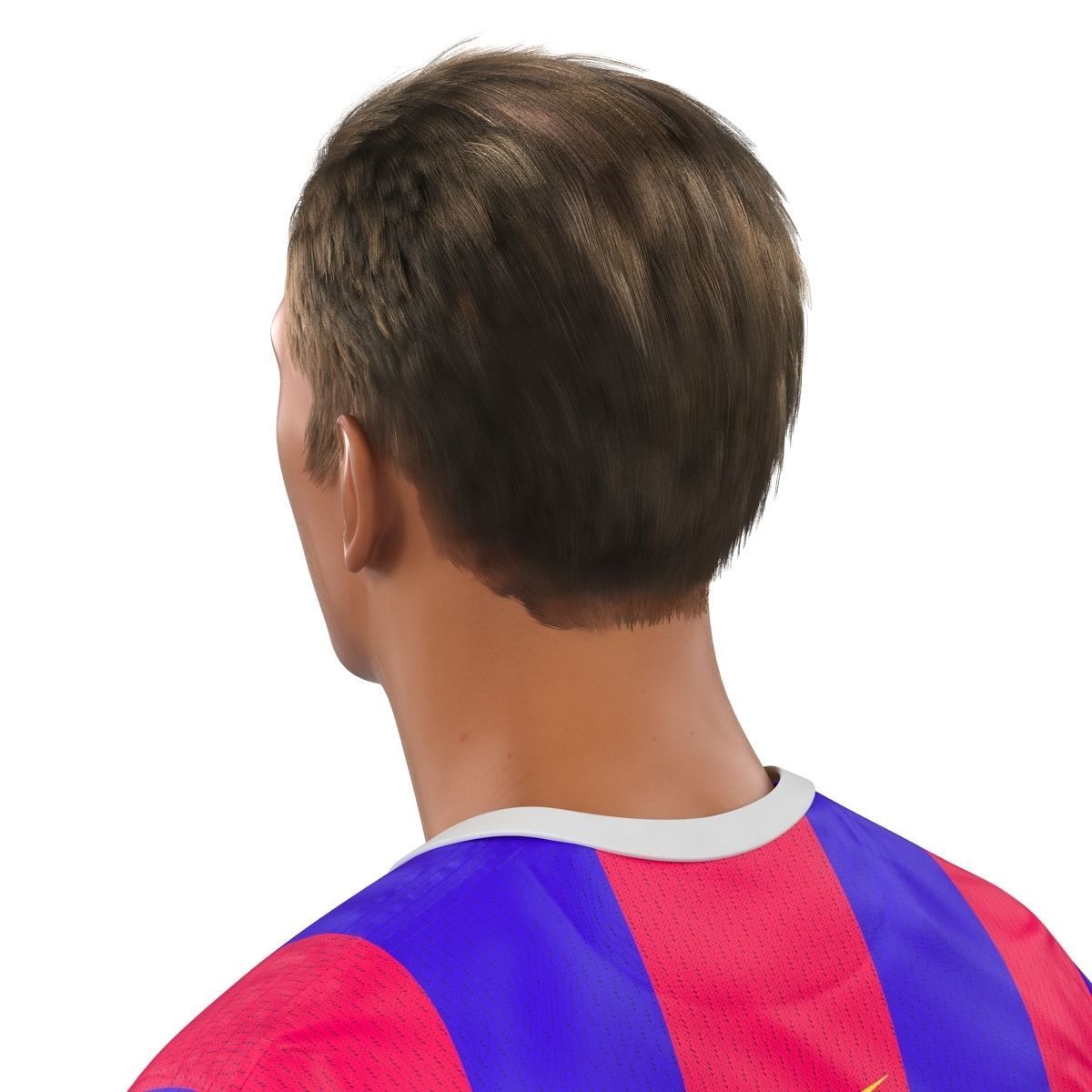 Soccer Player Barcelona with Hair 3D model_19