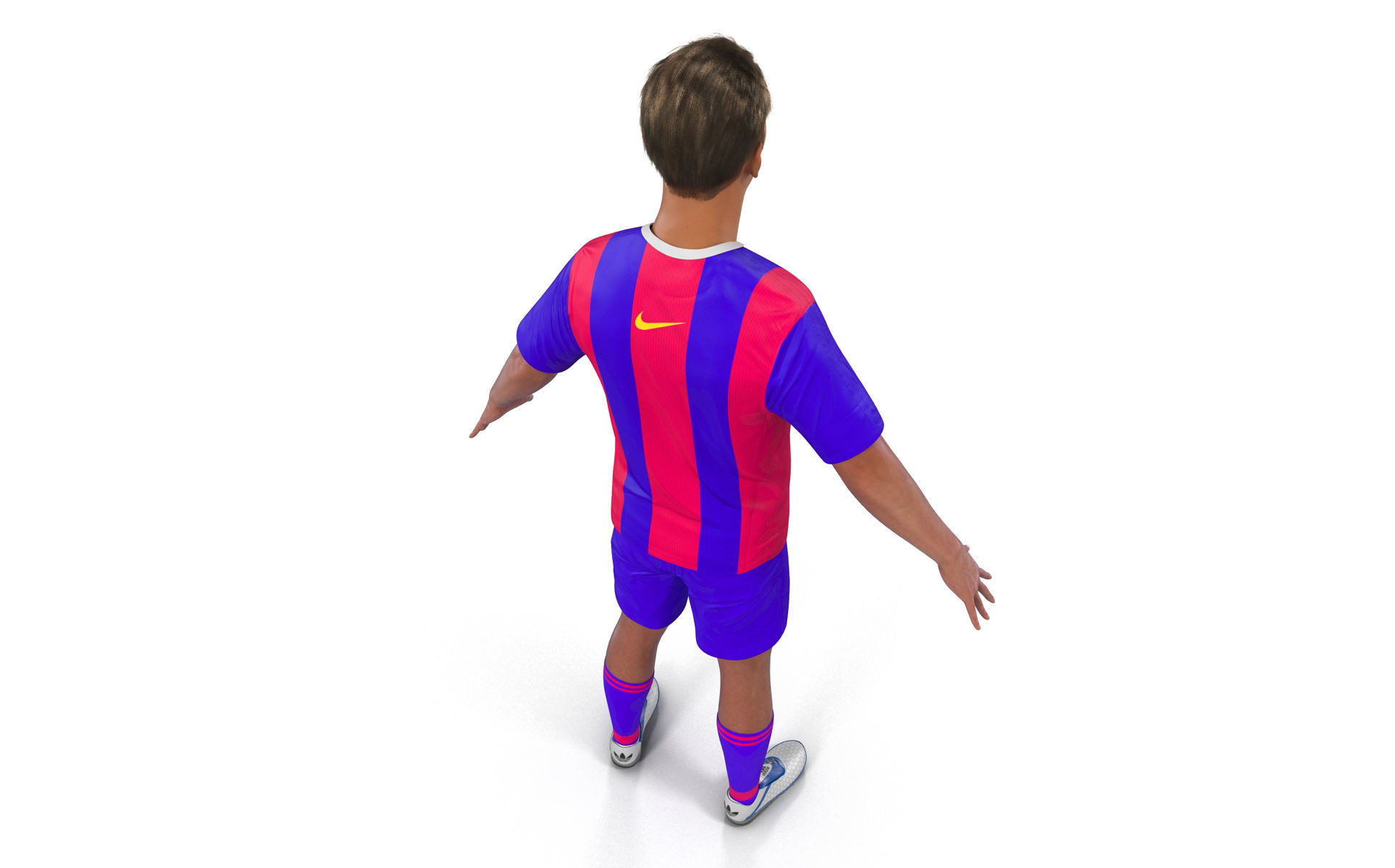 Soccer Player Barcelona with Hair 3D model_7
