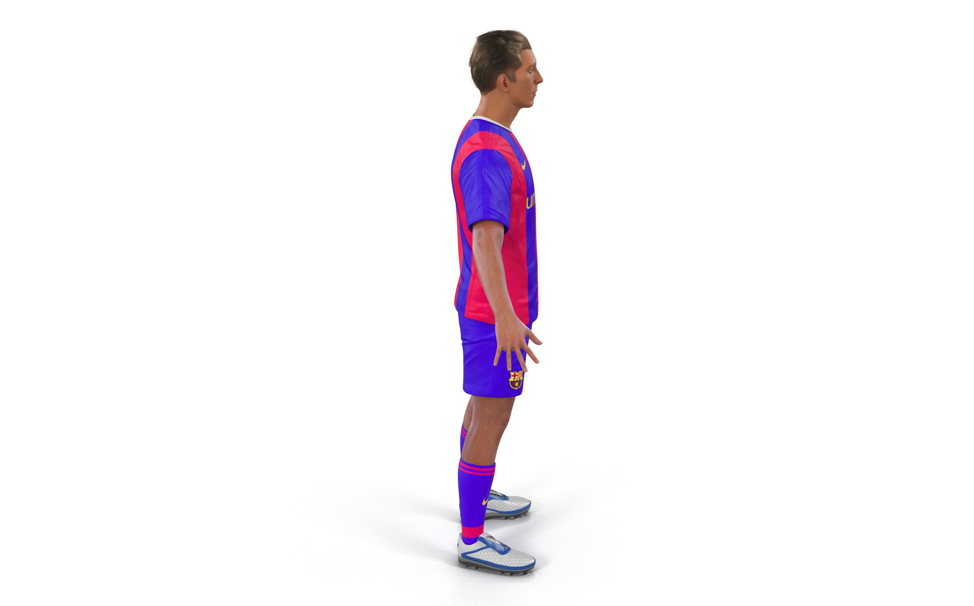 Soccer Player Barcelona with Hair 3D model_2