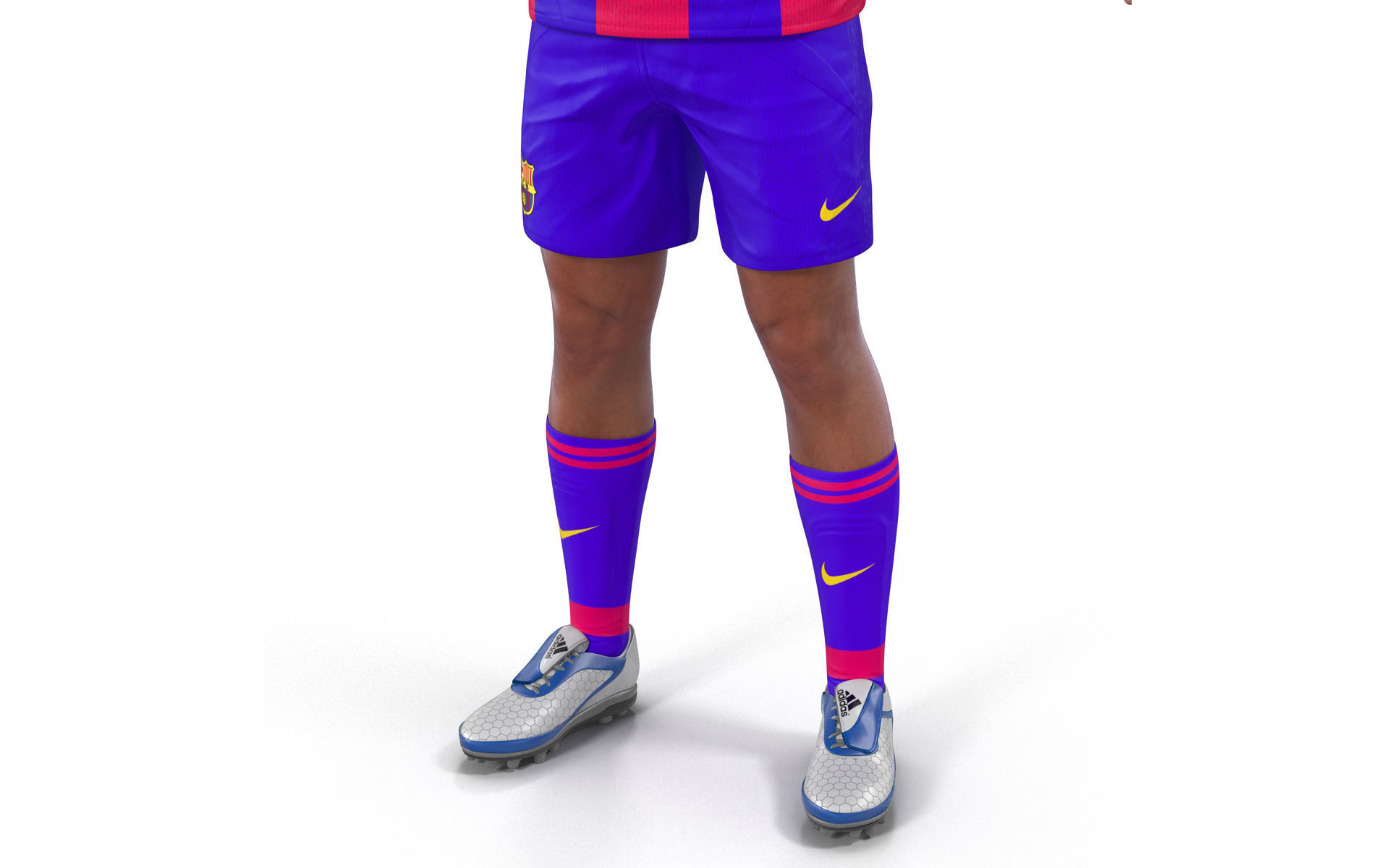 Soccer Player Barcelona with Hair 3D model_15