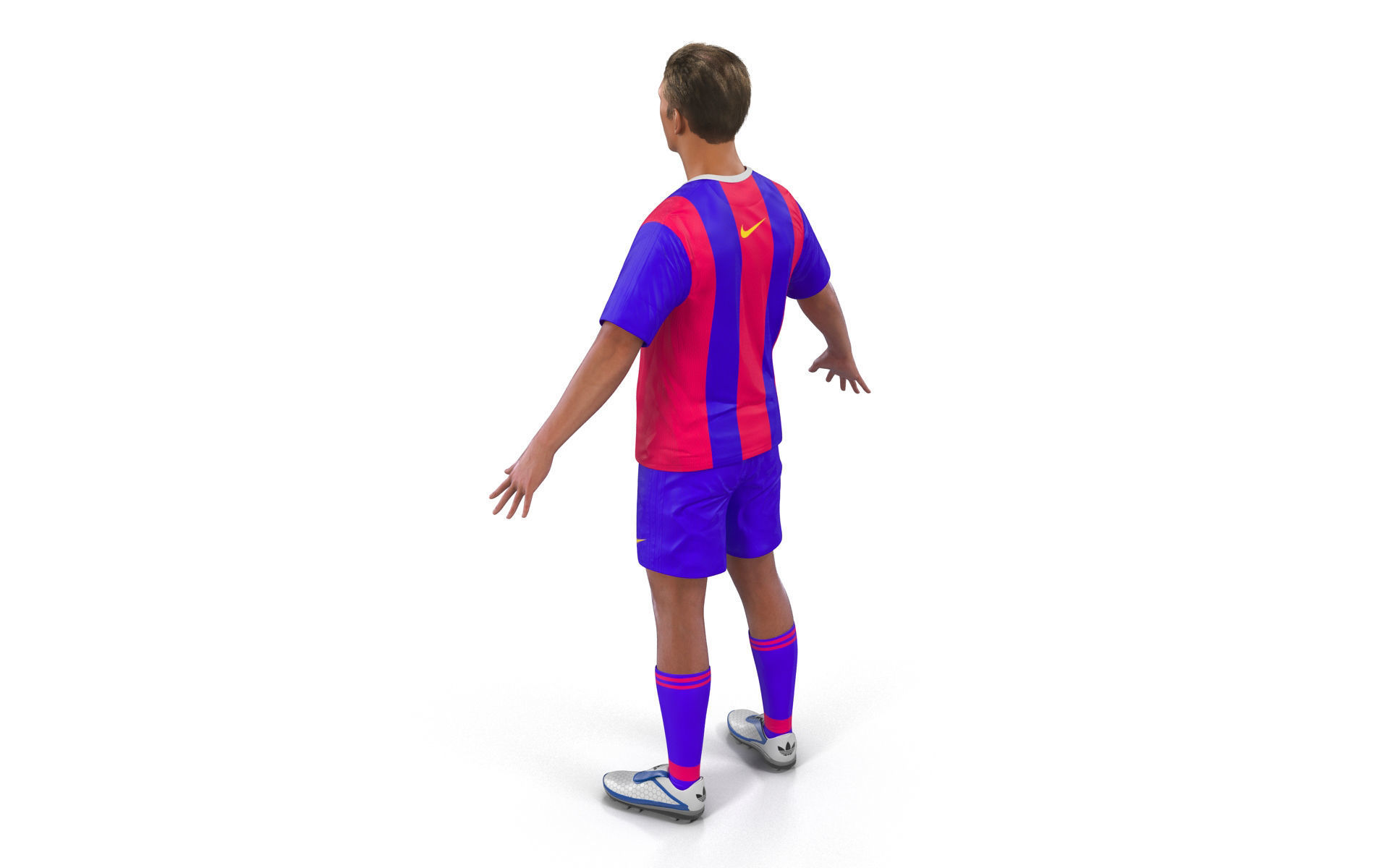 Soccer Player Barcelona with Hair 3D model_5