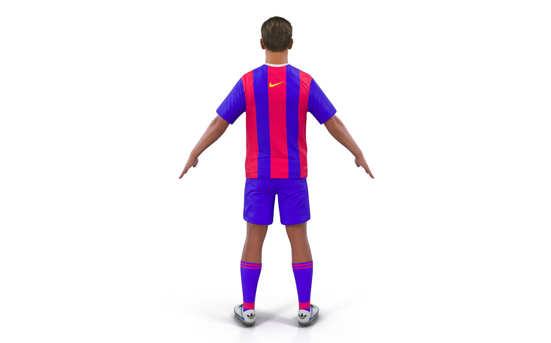 Soccer Player Barcelona with Hair 3D model_4