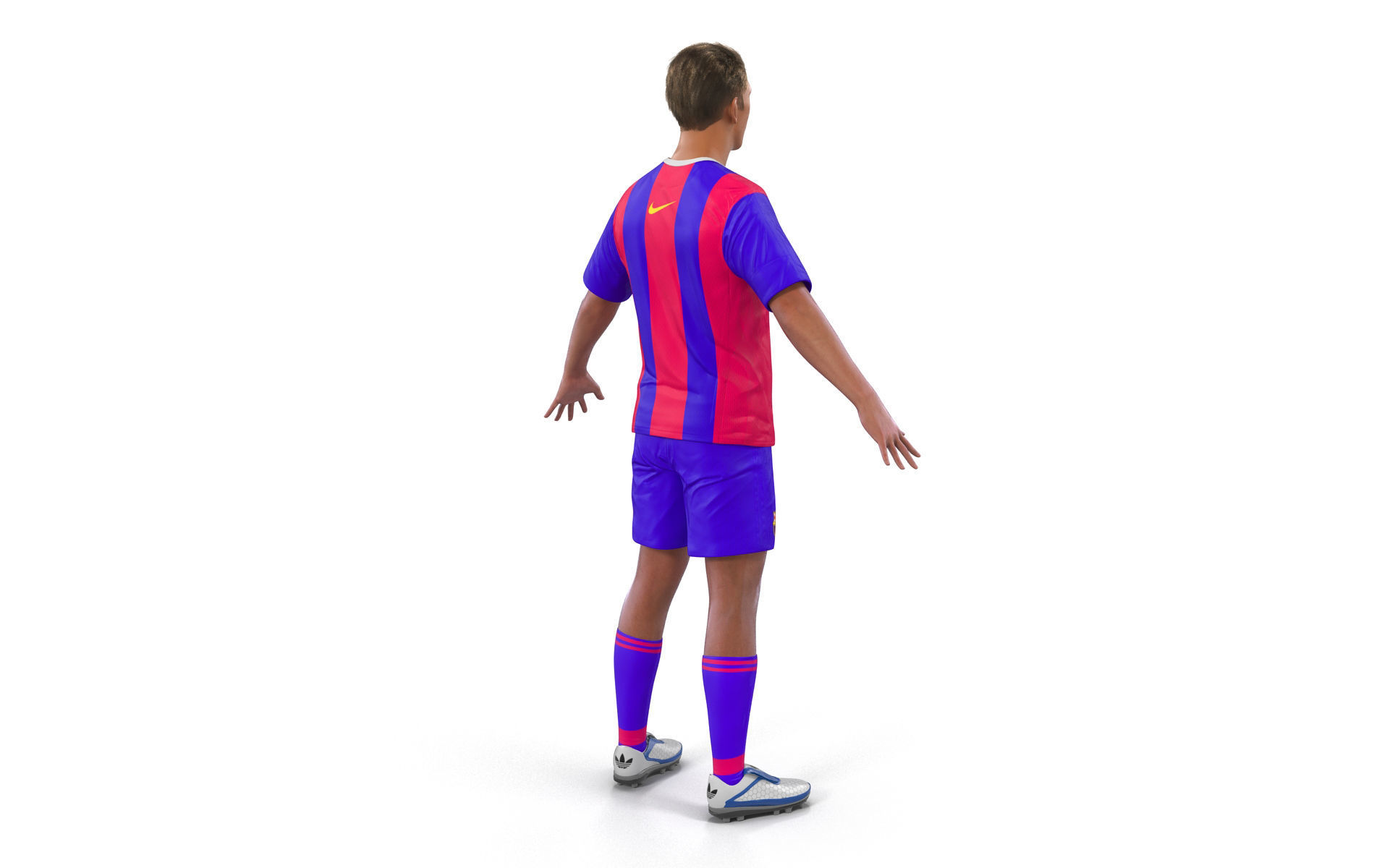 Soccer Player Barcelona with Hair 3D model_3