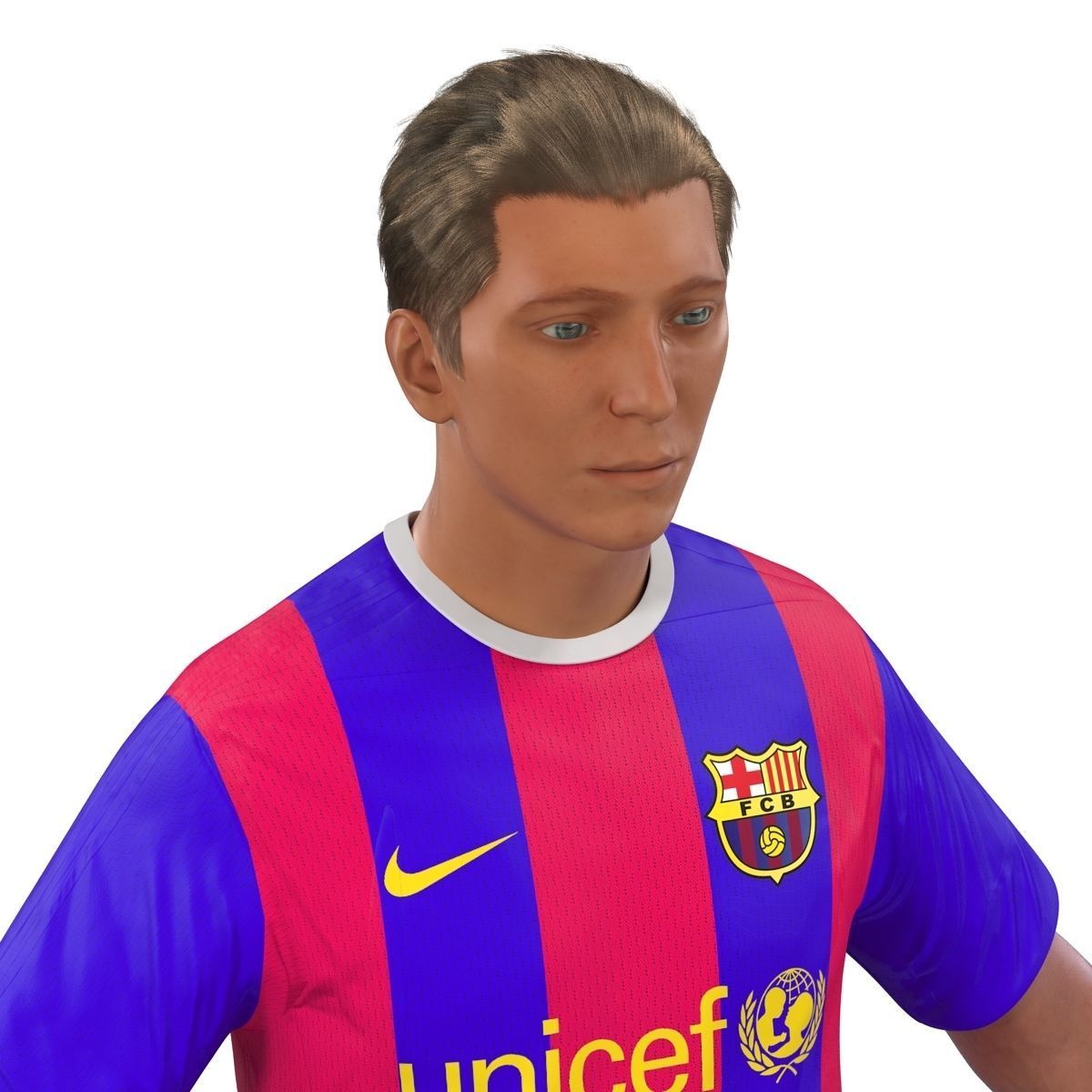 Soccer Player Barcelona with Hair 3D model_17