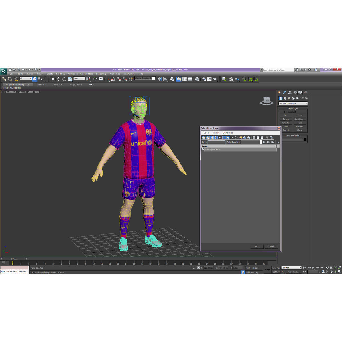 Soccer Player Barcelona with Hair 3D model_27