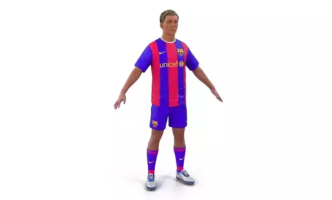 Soccer Player Barcelona with Hair