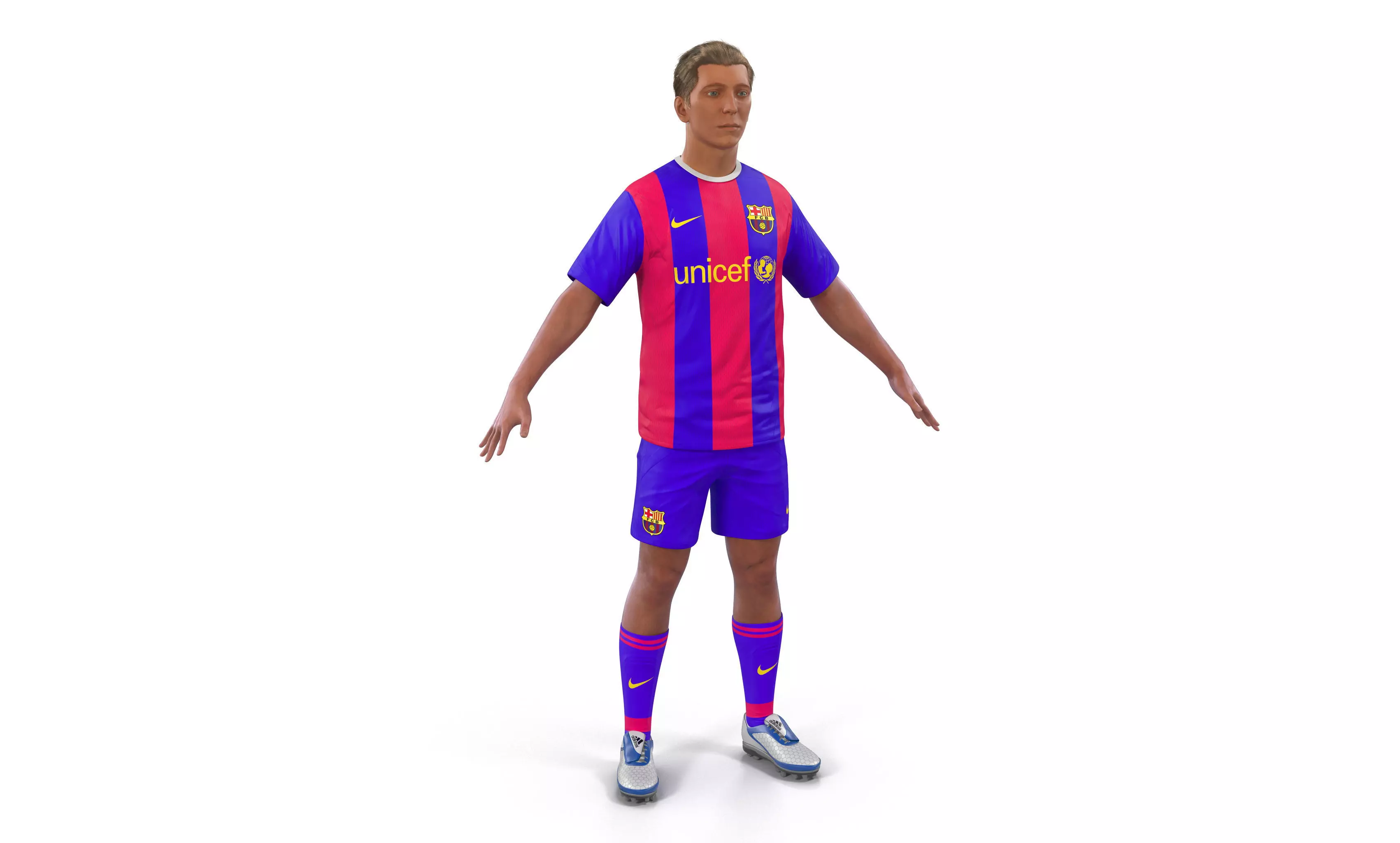 Soccer Player Barcelona with Hair 3D model_0