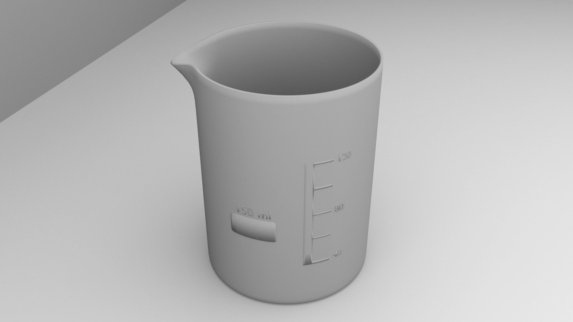 150ml Empty Glass Beaker 3D model_3