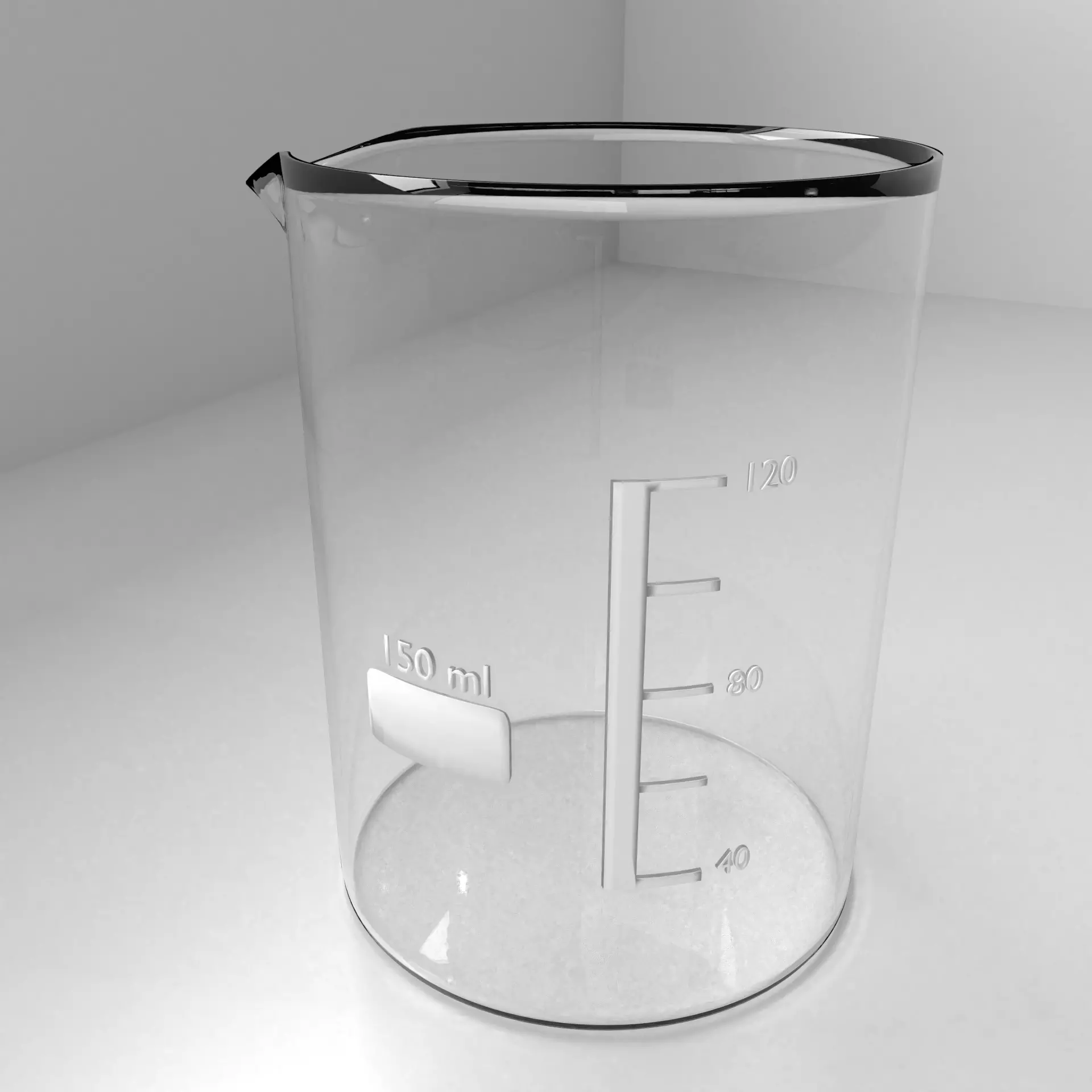 150ml Empty Glass Beaker 3D model_0