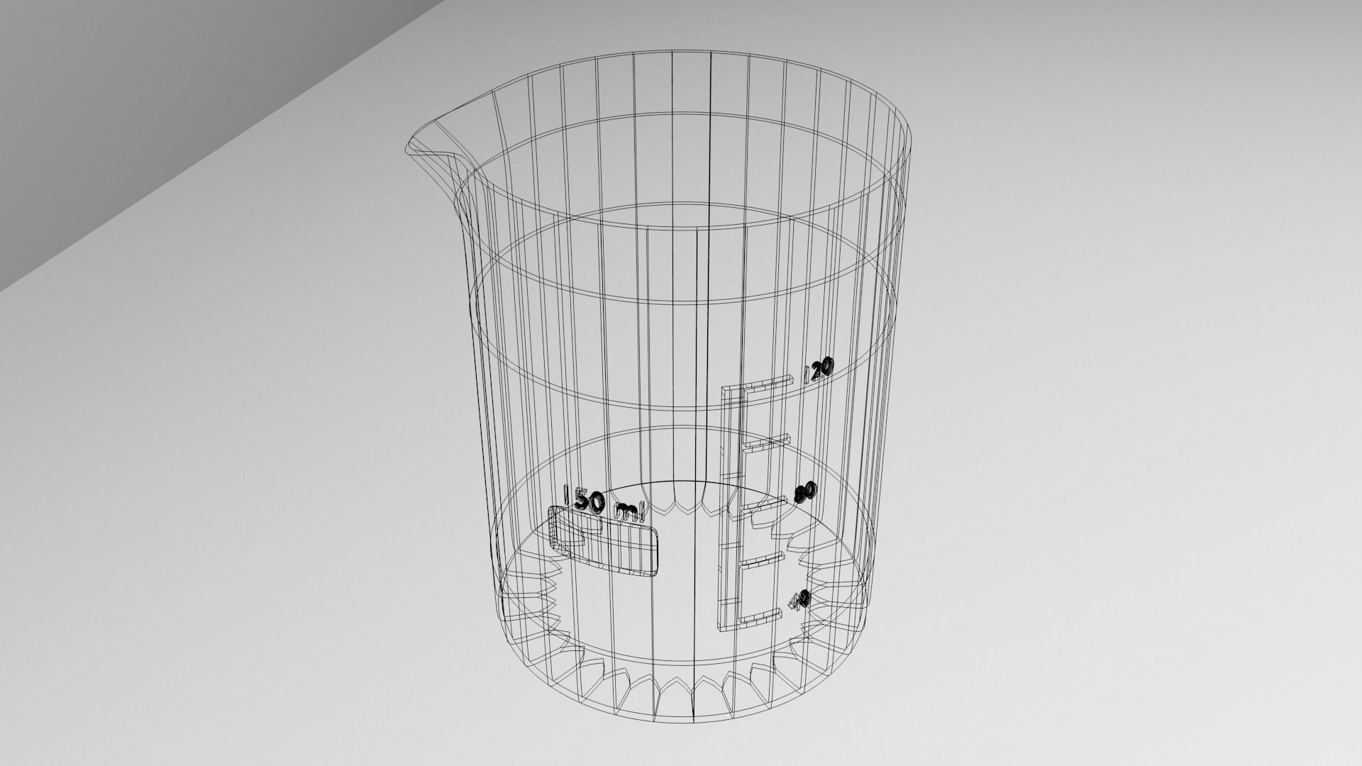 150ml Empty Glass Beaker 3D model_4