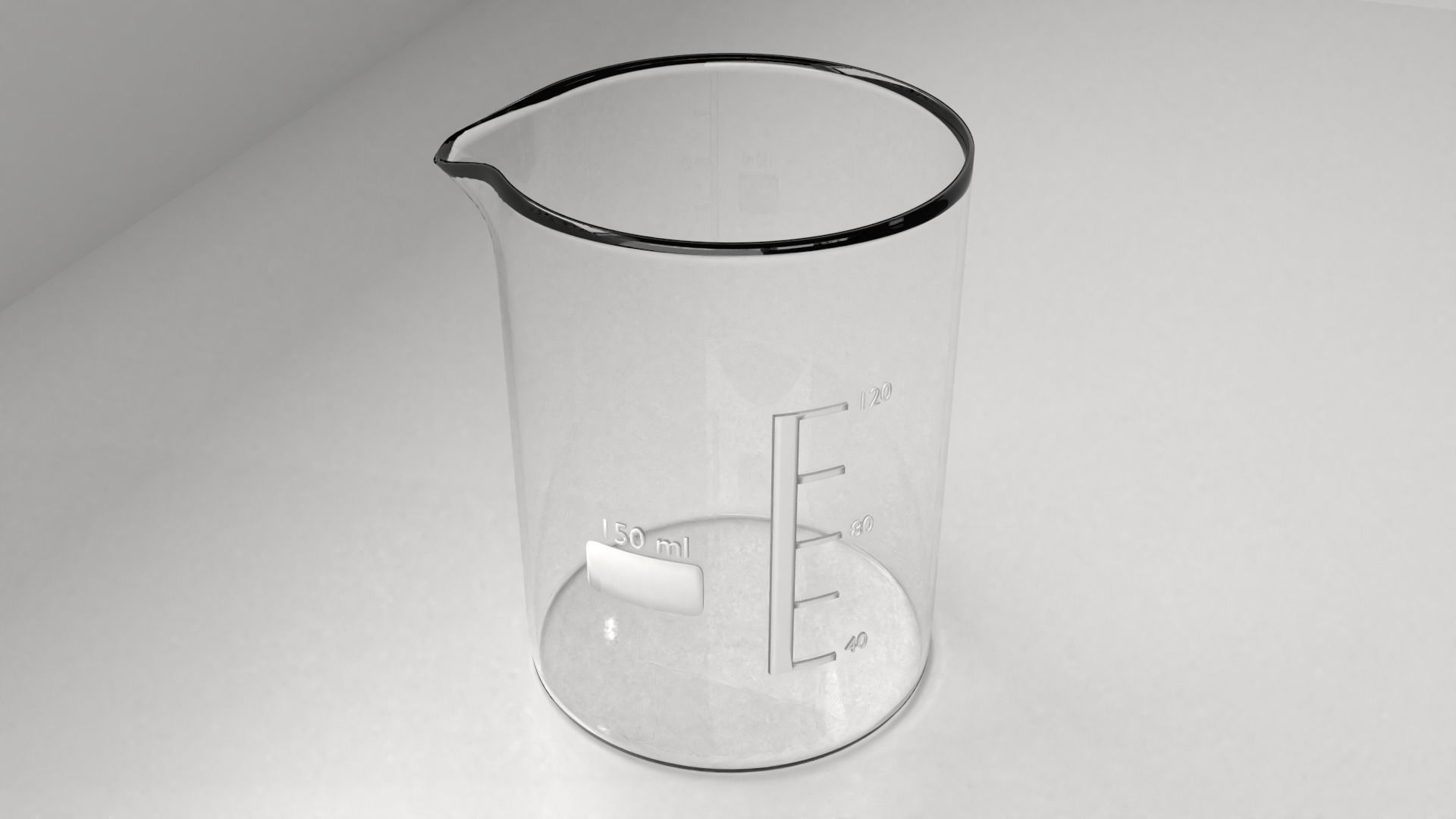 150ml Empty Glass Beaker 3D model_2