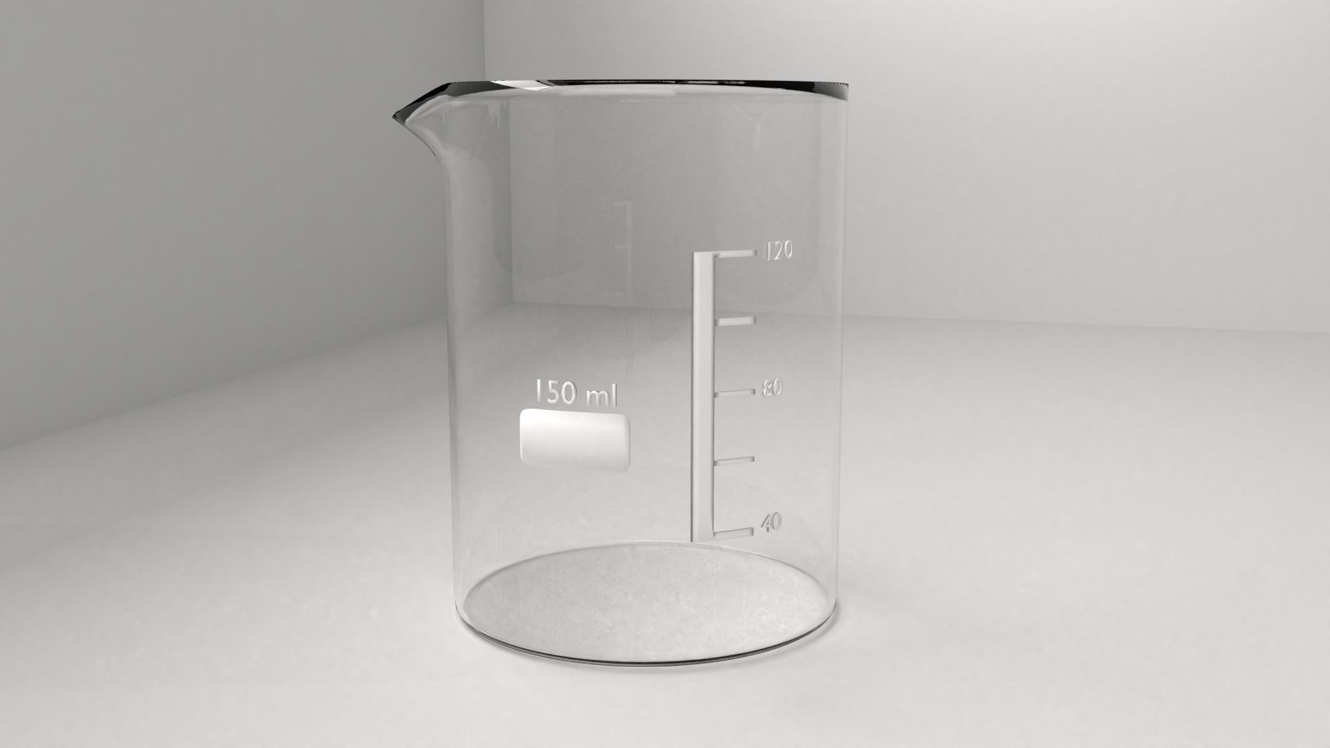 150ml Empty Glass Beaker 3D model_1