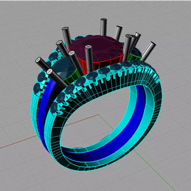 Cushion engagement ring 3D print model anello pietra a cuscino 3D print model_0